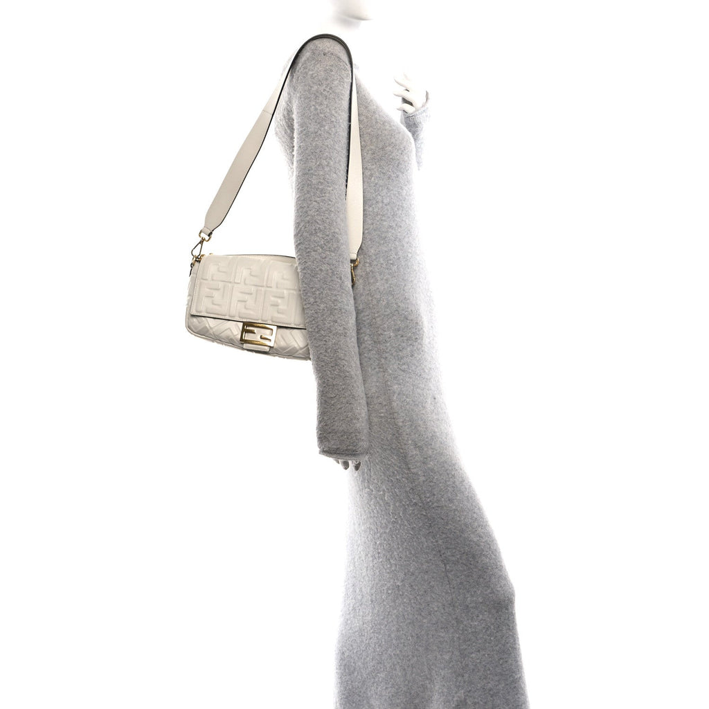 Nappa FF 1974 Embossed Baguette White