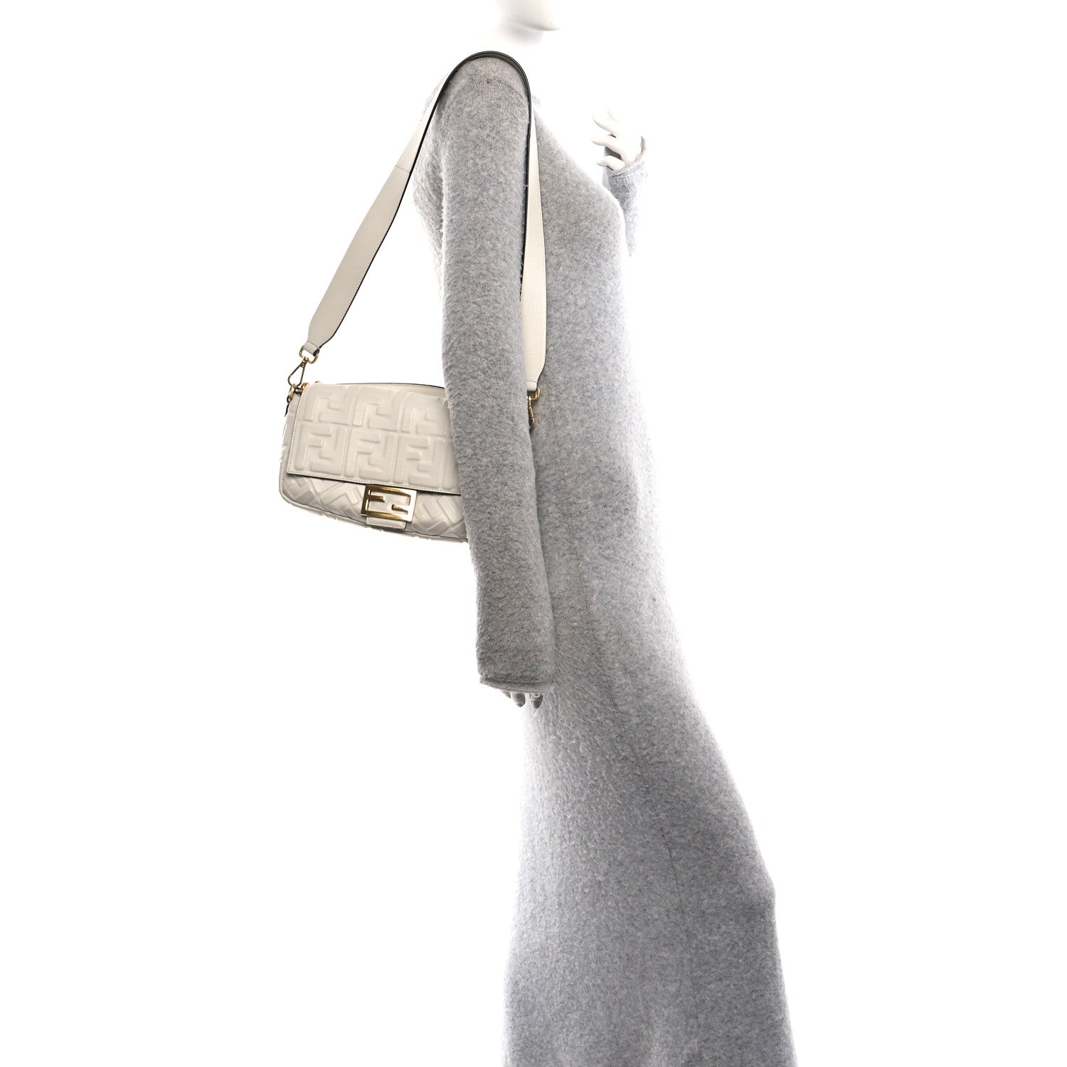 Nappa FF 1974 Embossed Baguette White