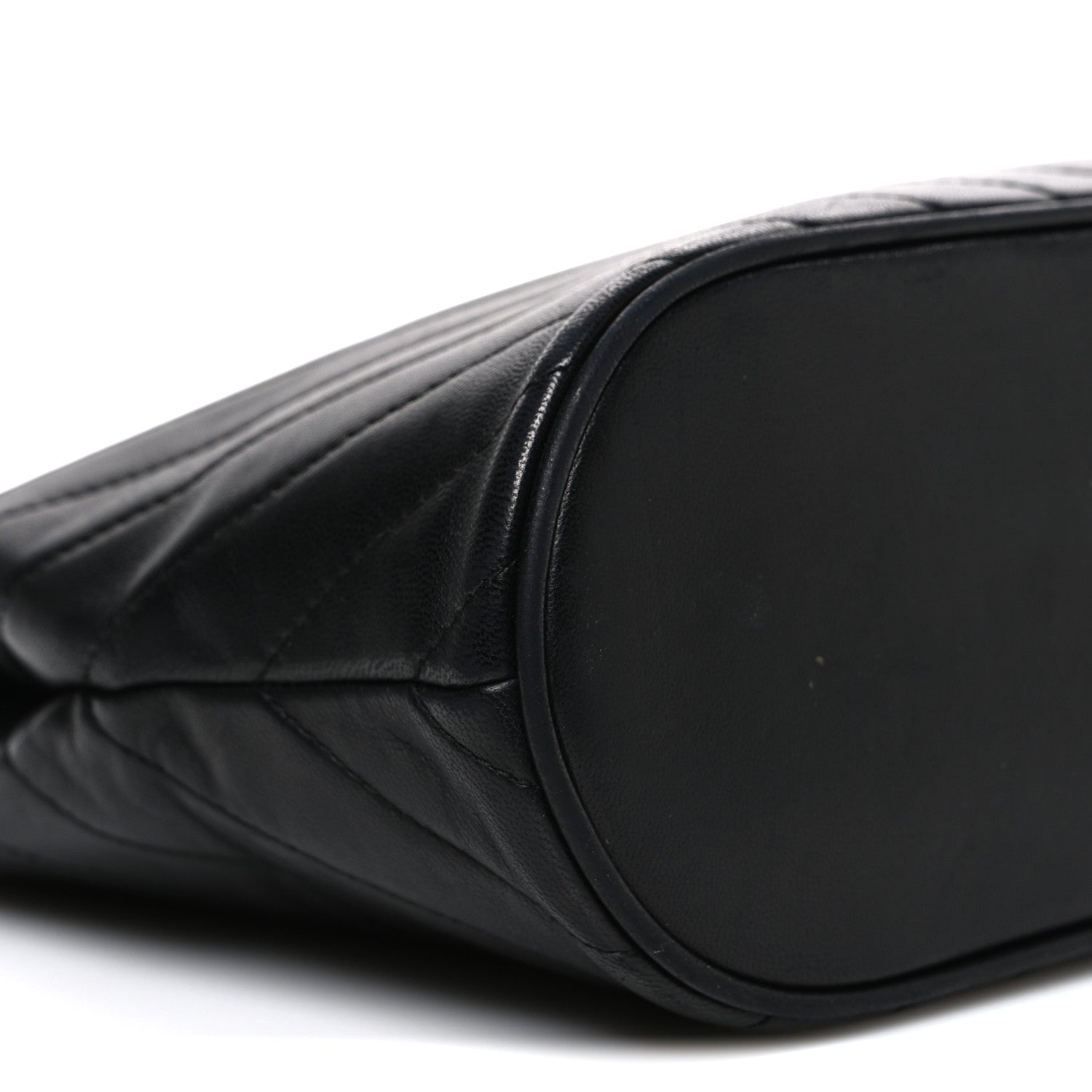 Lambskin Chevron Quilted Top Handle Tote Bag Black