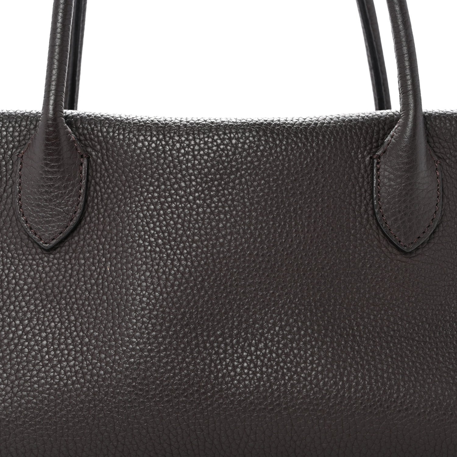 Grained Calfskin E/W Top Handle Bag Deep Brown