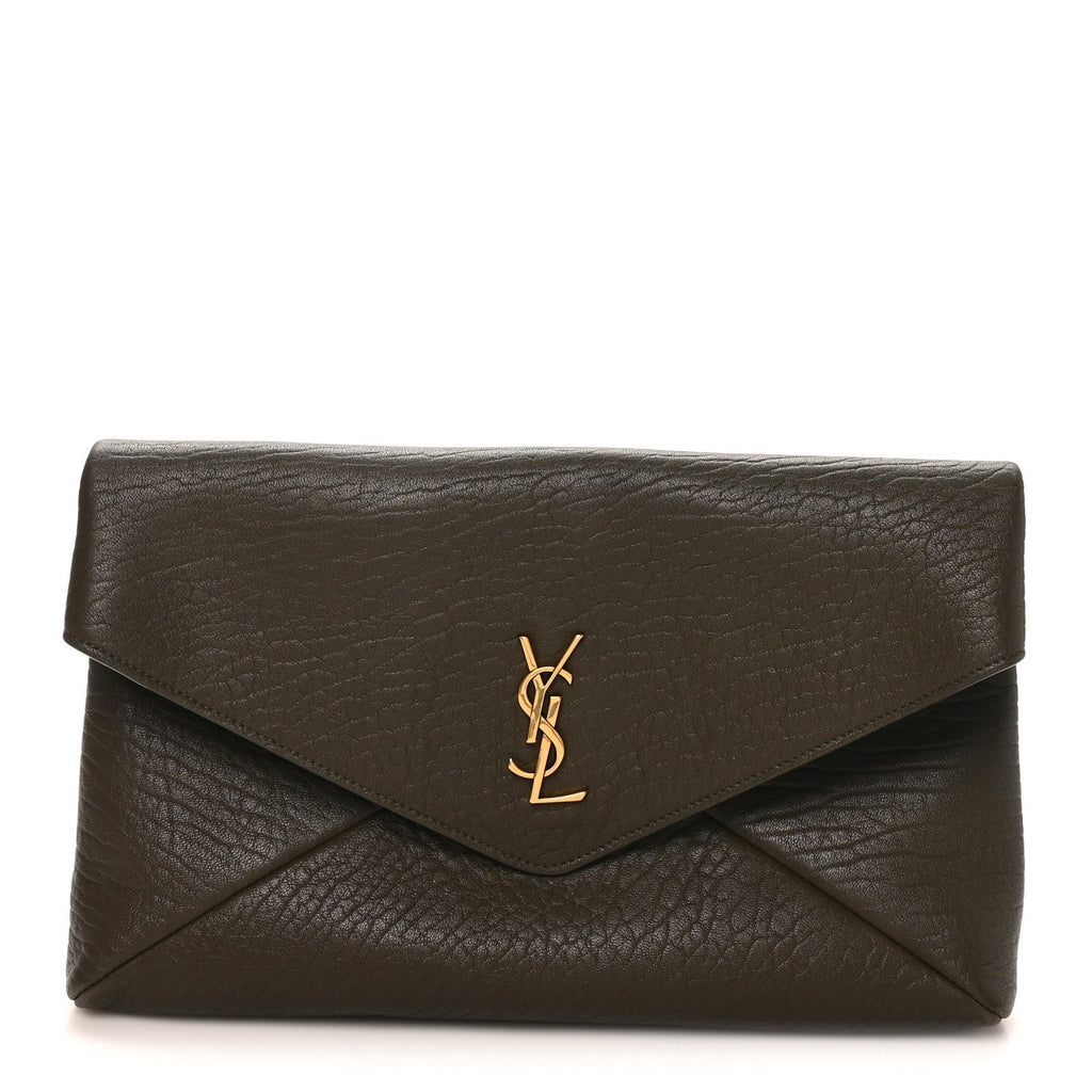 Grained Lambskin Large Cassandre Envelope Pouch Light Musk