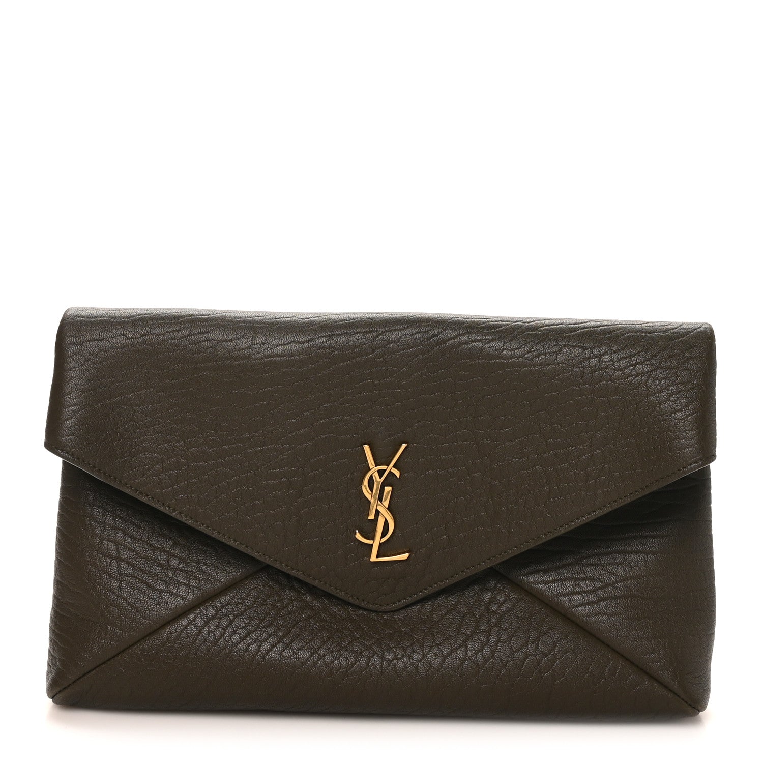 Grained Lambskin Large Cassandre Envelope Pouch Light Musk