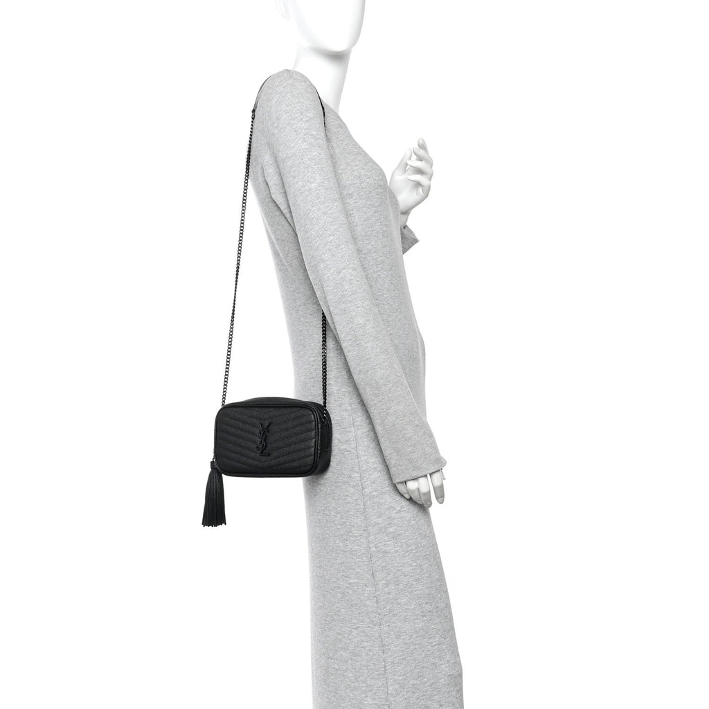 Grain De Poudre Matelasse Monochrome Monogram Mini Lou Camera Bag Black