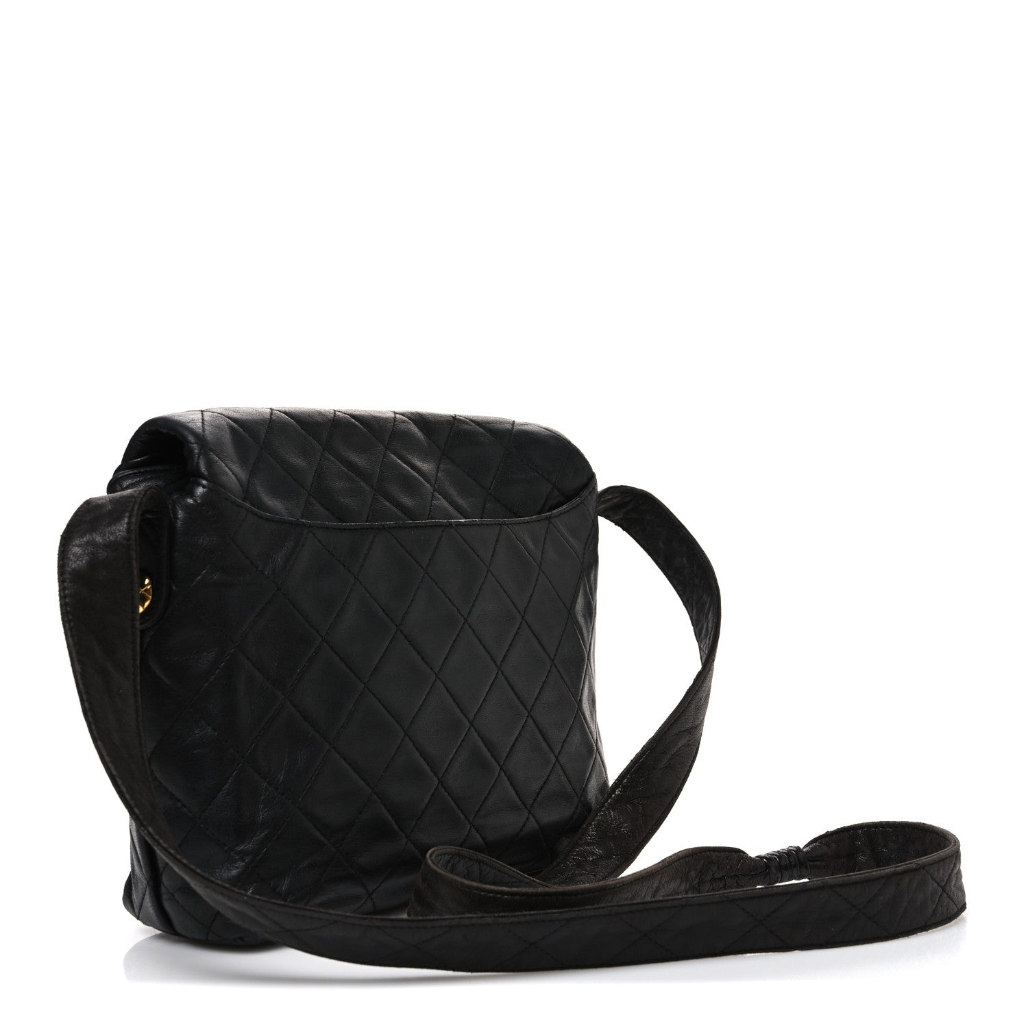 Lambskin Quilted Flap Shoulder Bag Black