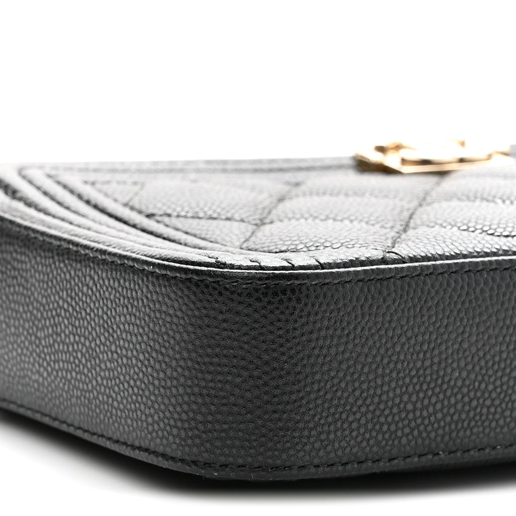 Caviar Quilted Small Boy Clutch With Chain Black