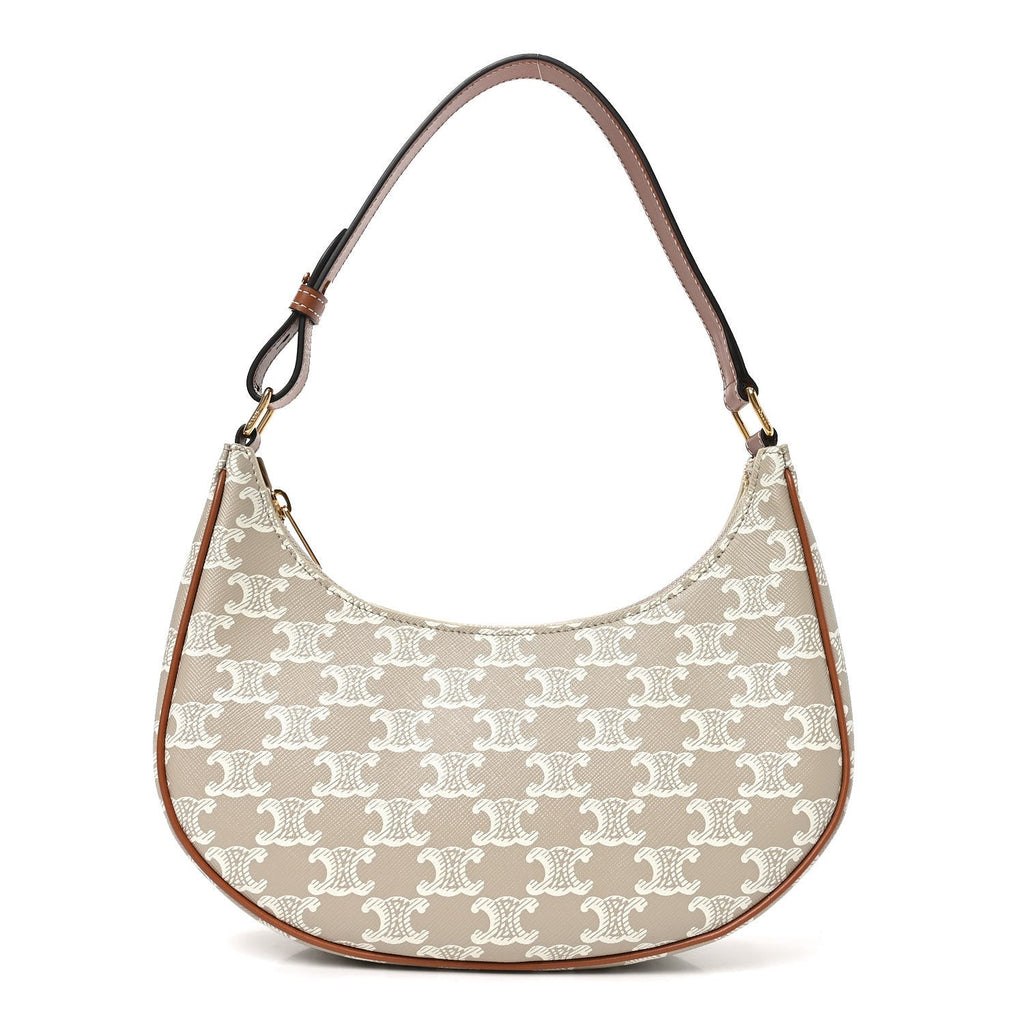 Canvas Calfskin Ava Triomphe Shoulder Bag Grege