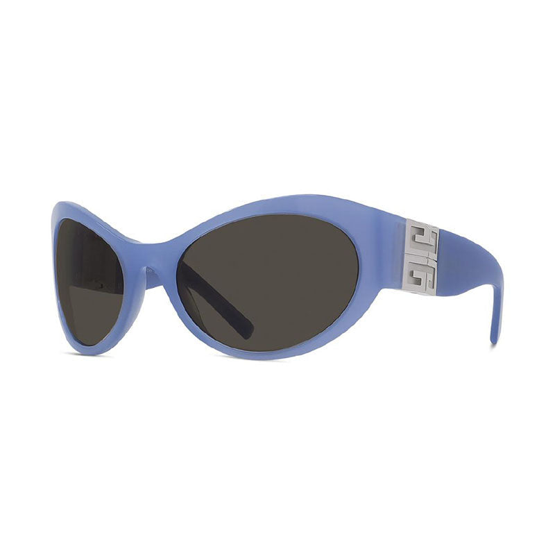 Givenchy Sunglasses Oval Full Rim, Shiny Black/Gold Frame and Grey Lens GV40073I01A