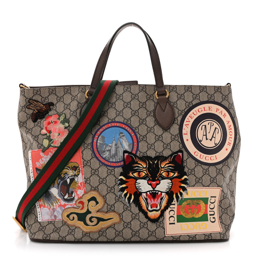 Soft GG Supreme Monogram Courrier Medium Crossbody Tote Beige New Acero