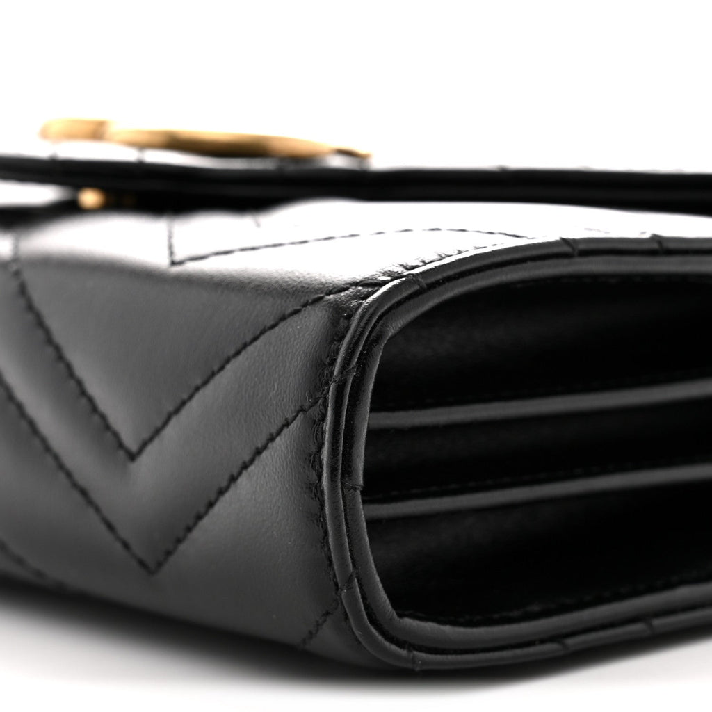 Calfskin Matelasse GG Marmont Chain Wallet Black
