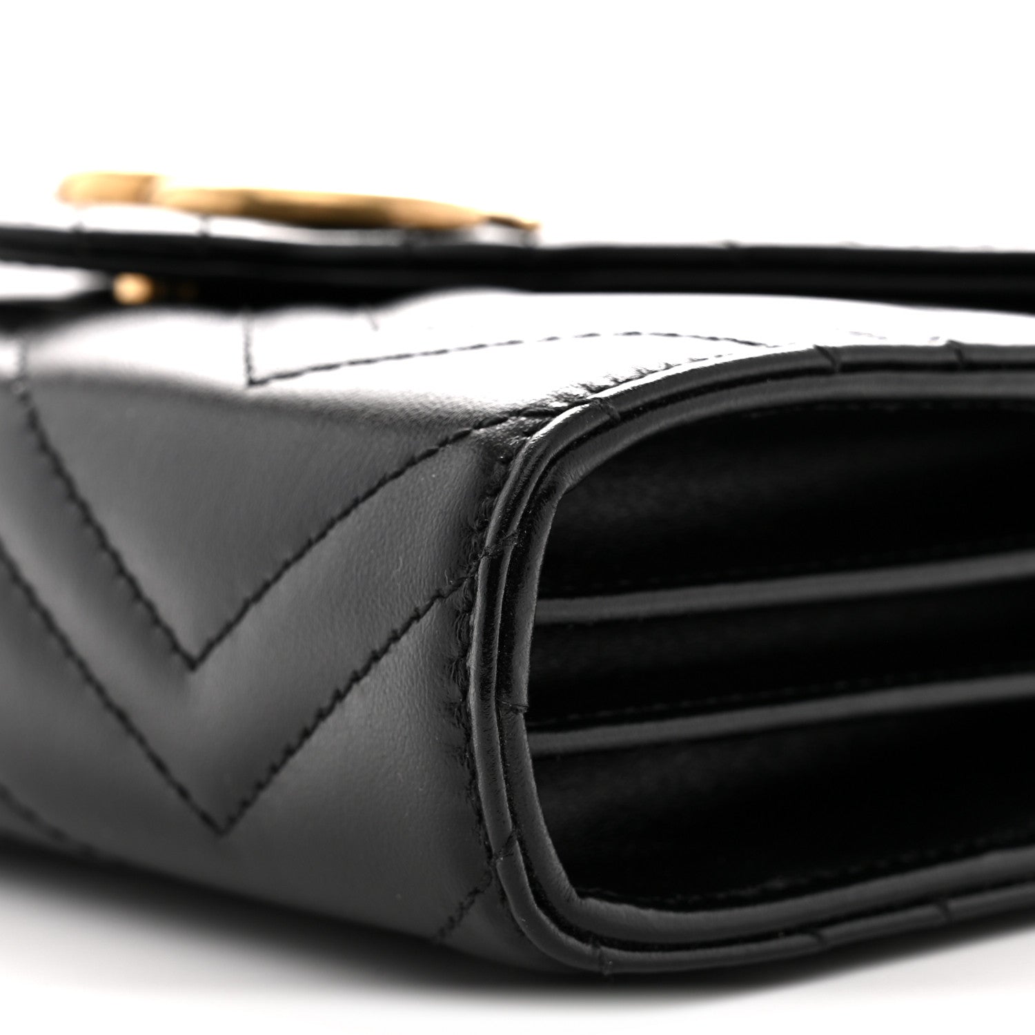 Calfskin Matelasse GG Marmont Chain Wallet Black