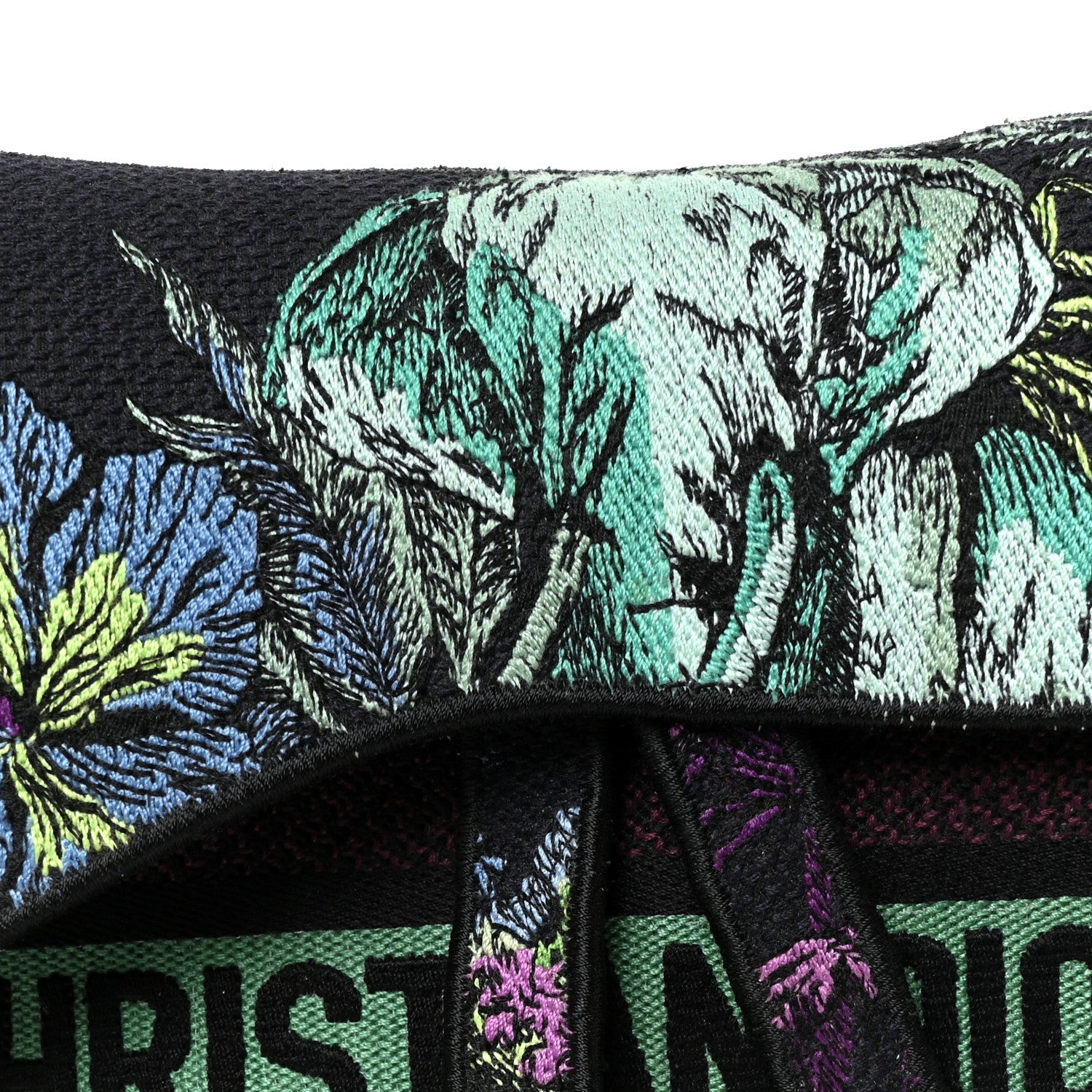 Canvas Embroidered Petites Fleurs Saddle Bag Black Multicolor