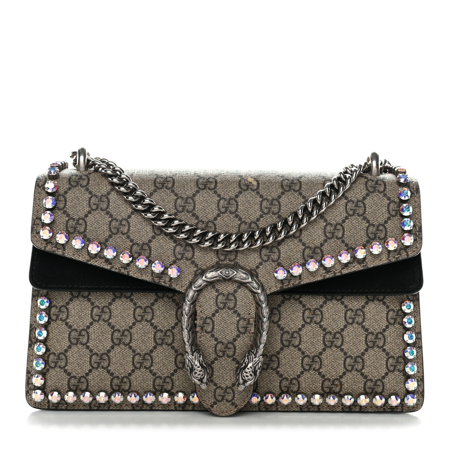 GG Supreme Monogram Crystal Small Dionysus Shoulder Bag Black