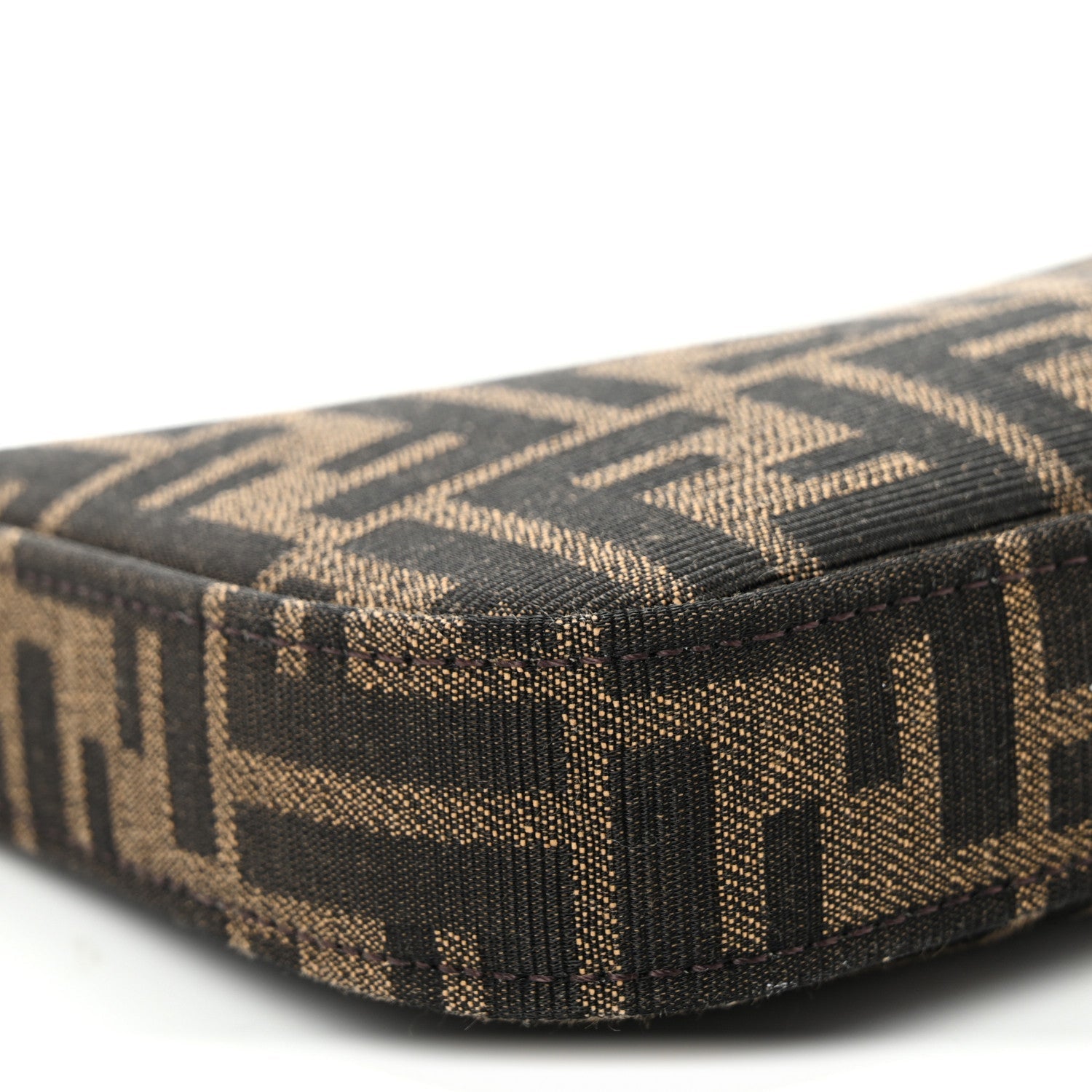 Fabric Jacquard Vitello Grace FF 1974 Baguette Pouch Tobacco Moro Sand