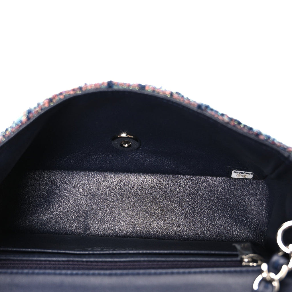 Tweed Quilted Mini Rectangular Flap Green Navy Dark Beige