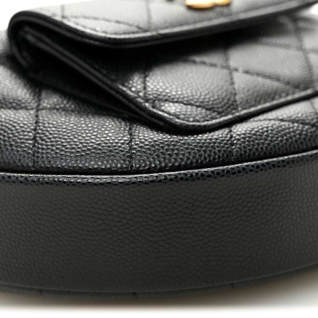 Caviar Quilted Polly Pocket Pouch Hobo Black