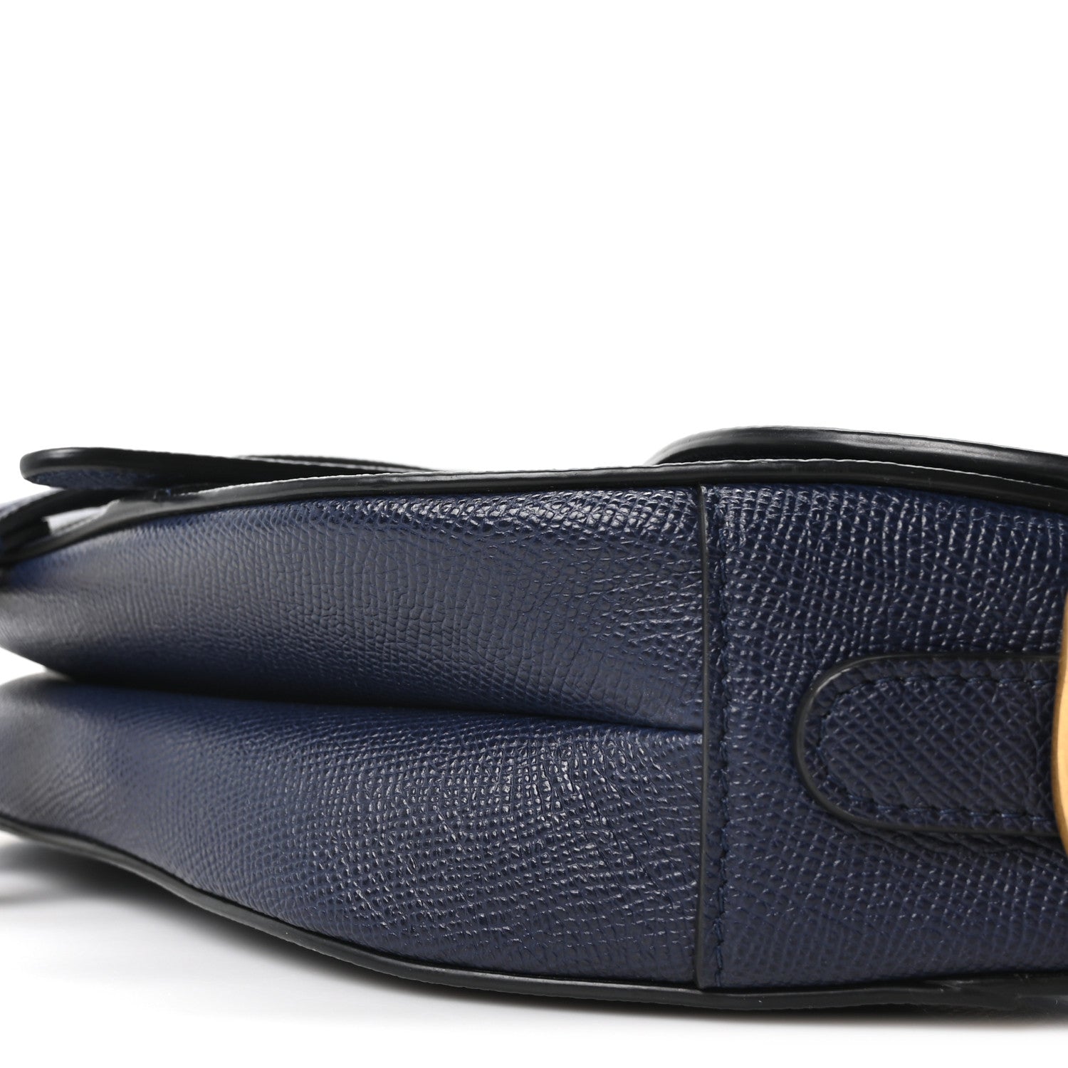 Grained Calfskin Saddle Bag With Strap Deep Ocean