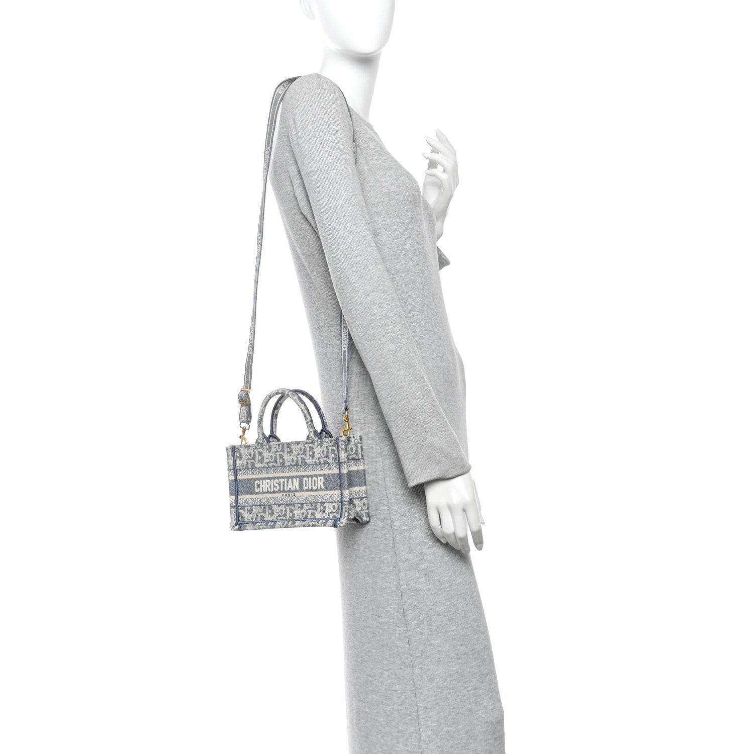 Oblique Mini Book Tote With Strap Light Blue Multicolor