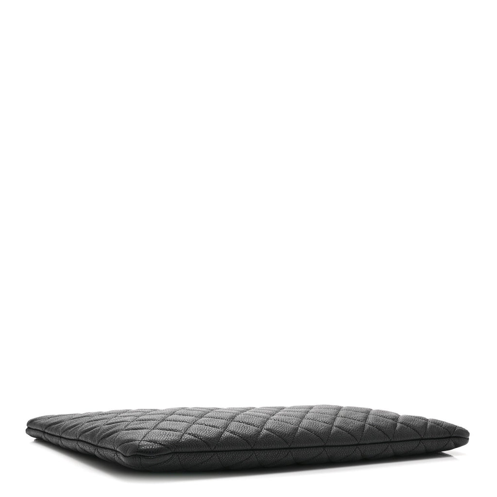 Caviar Quilted Large Cosmetic Case Black
