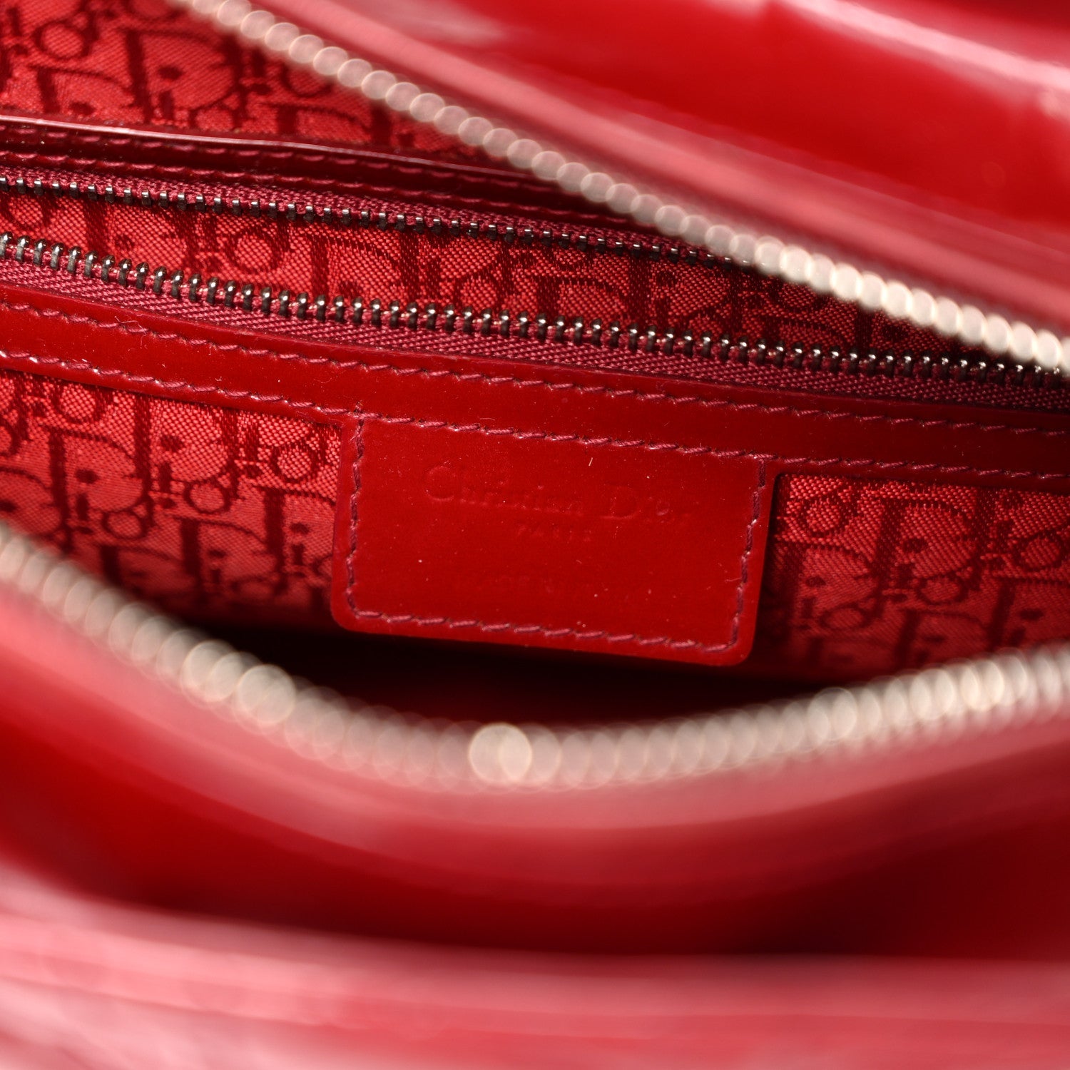Patent Cannage Large Lady Dior Red