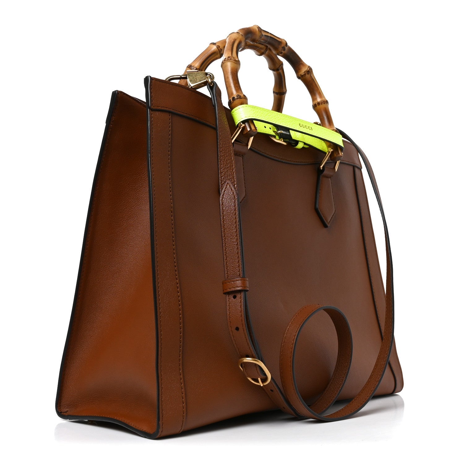 Wonka Grain Calfskin Medium Diana Tote Bag Cuir Yellow Fluo