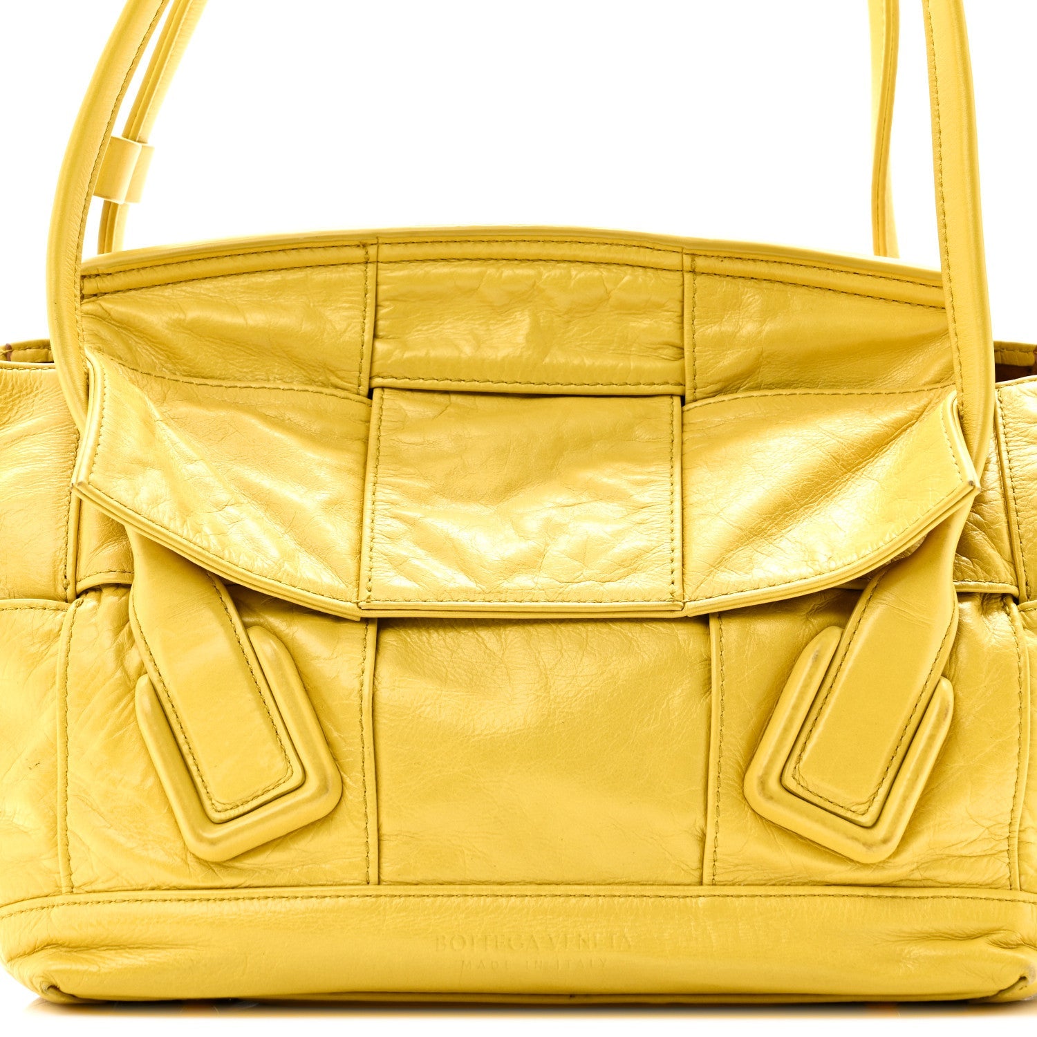 Paper Calfskin Maxi Intrecciato Medium Arco Yellow