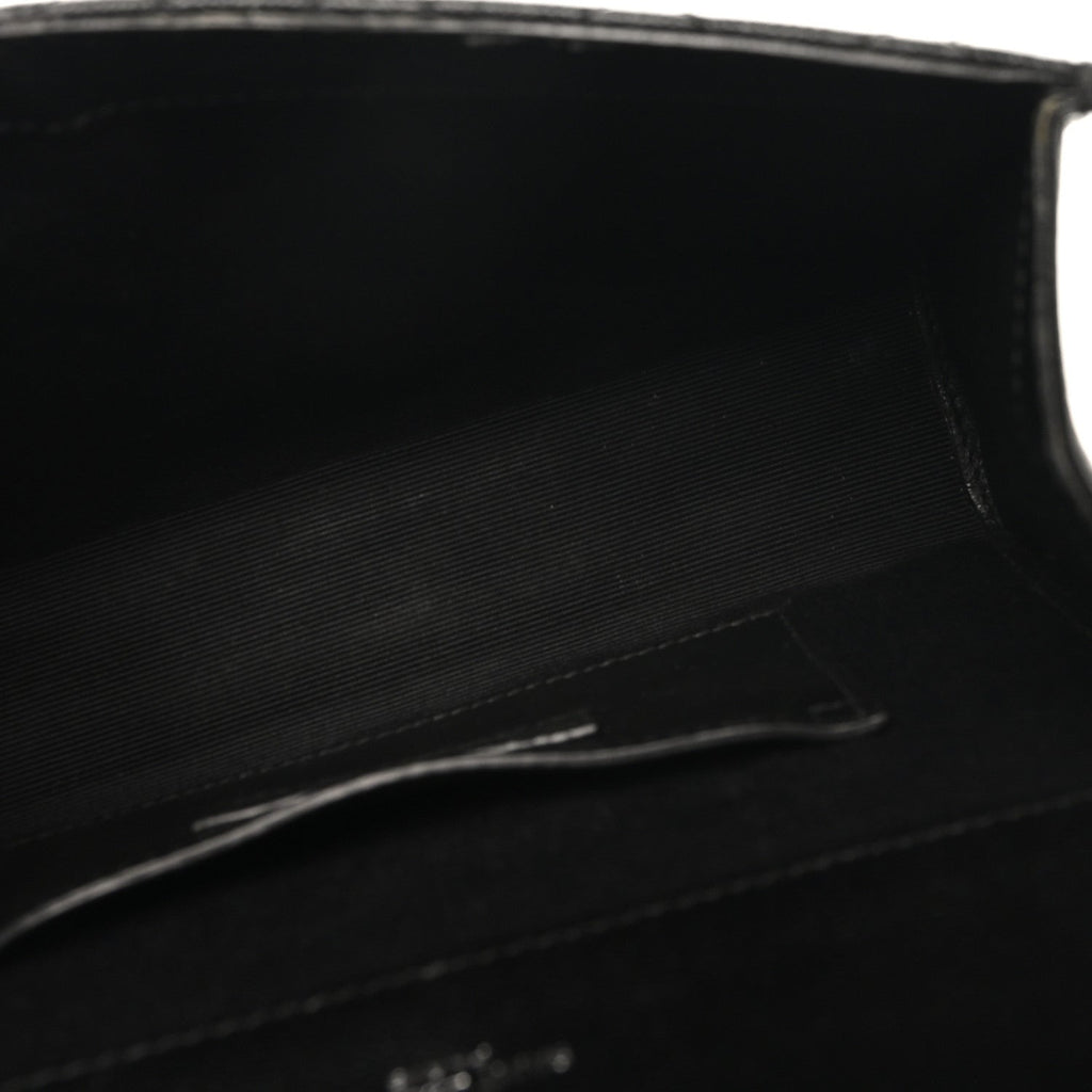 Grain De Poudre Textured Mixed Matelasse Triquilt Small Monogram Satchel Black
