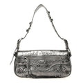 Metallic Agneau Arena Small Le Cagole Sling Bag Silver