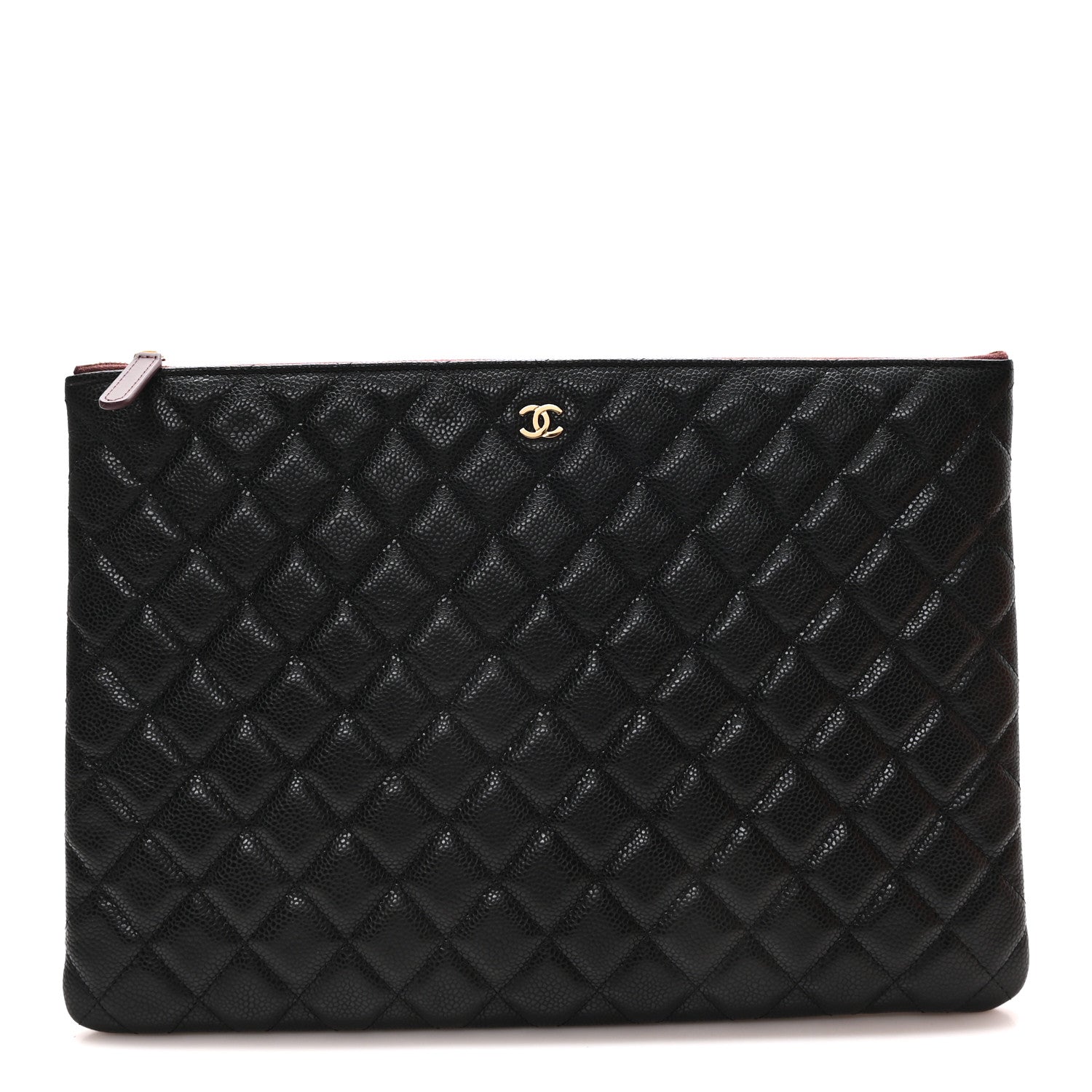 Caviar Quilted Large Cosmetic Case Black