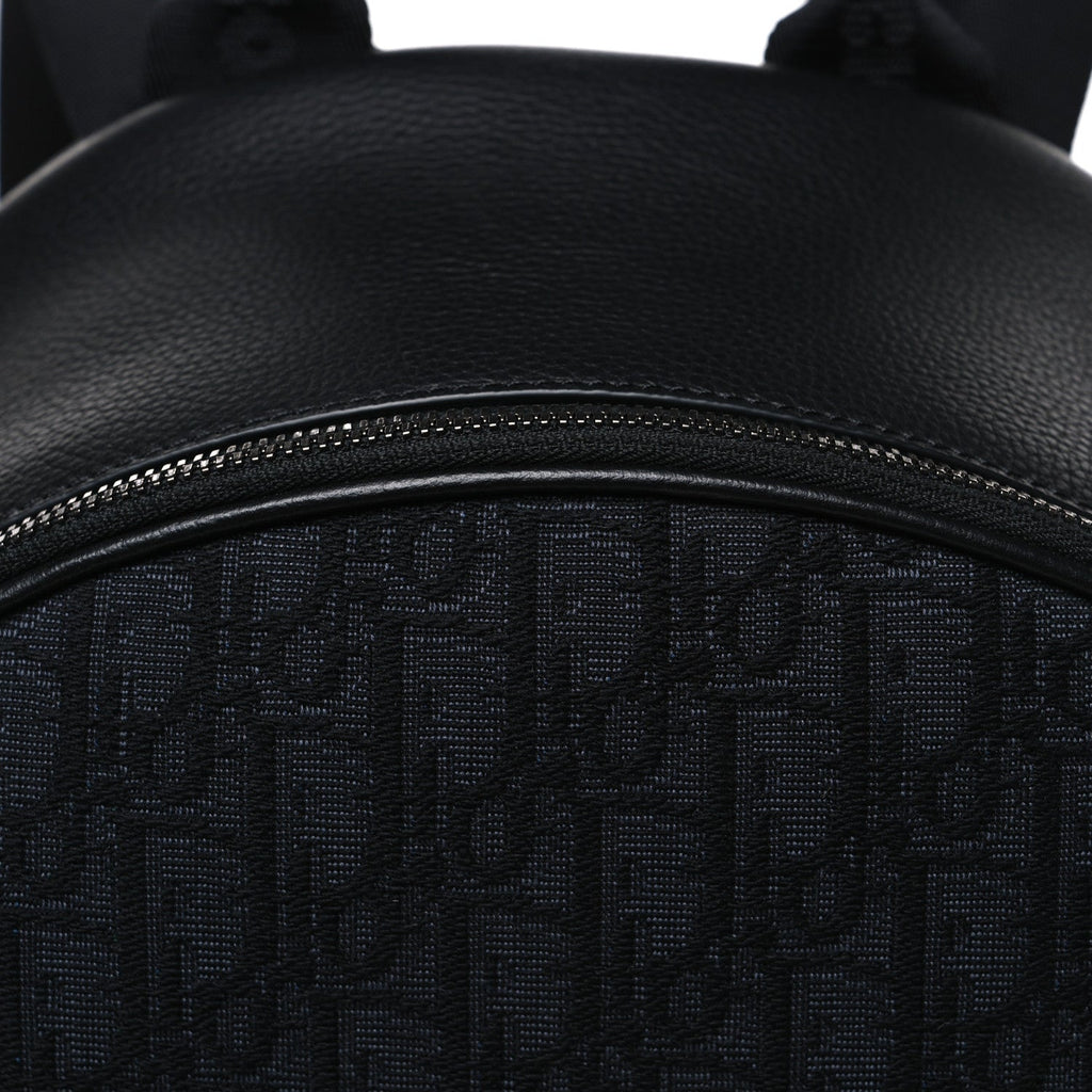 Oblique Jacquard Saddle Zip Backpack Black