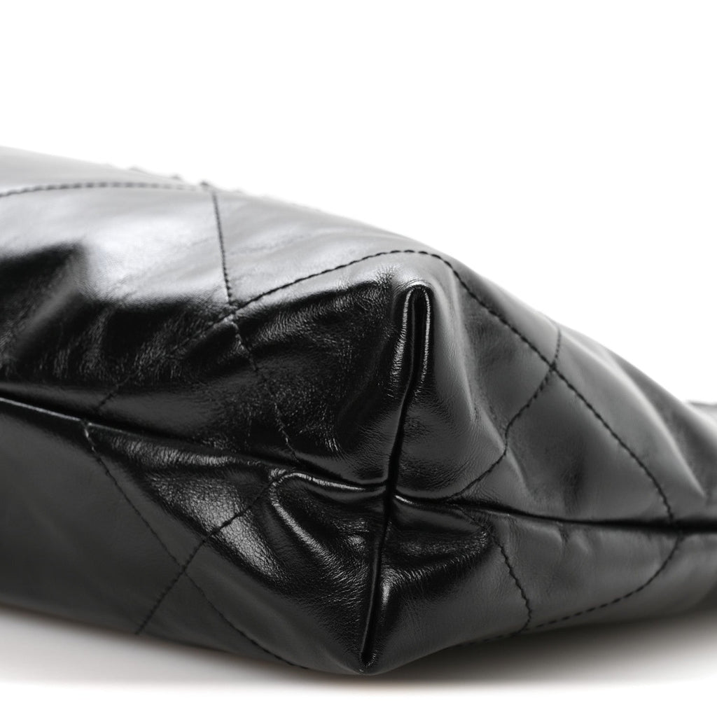 Shiny Calfskin Quilted Small Chanel 22 So Black