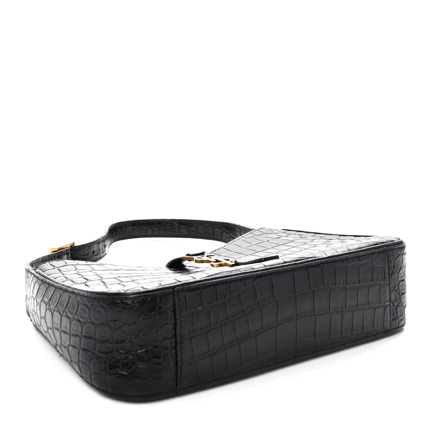 Calfskin Crocodile Embossed Le 5 A 7 Hobo Black