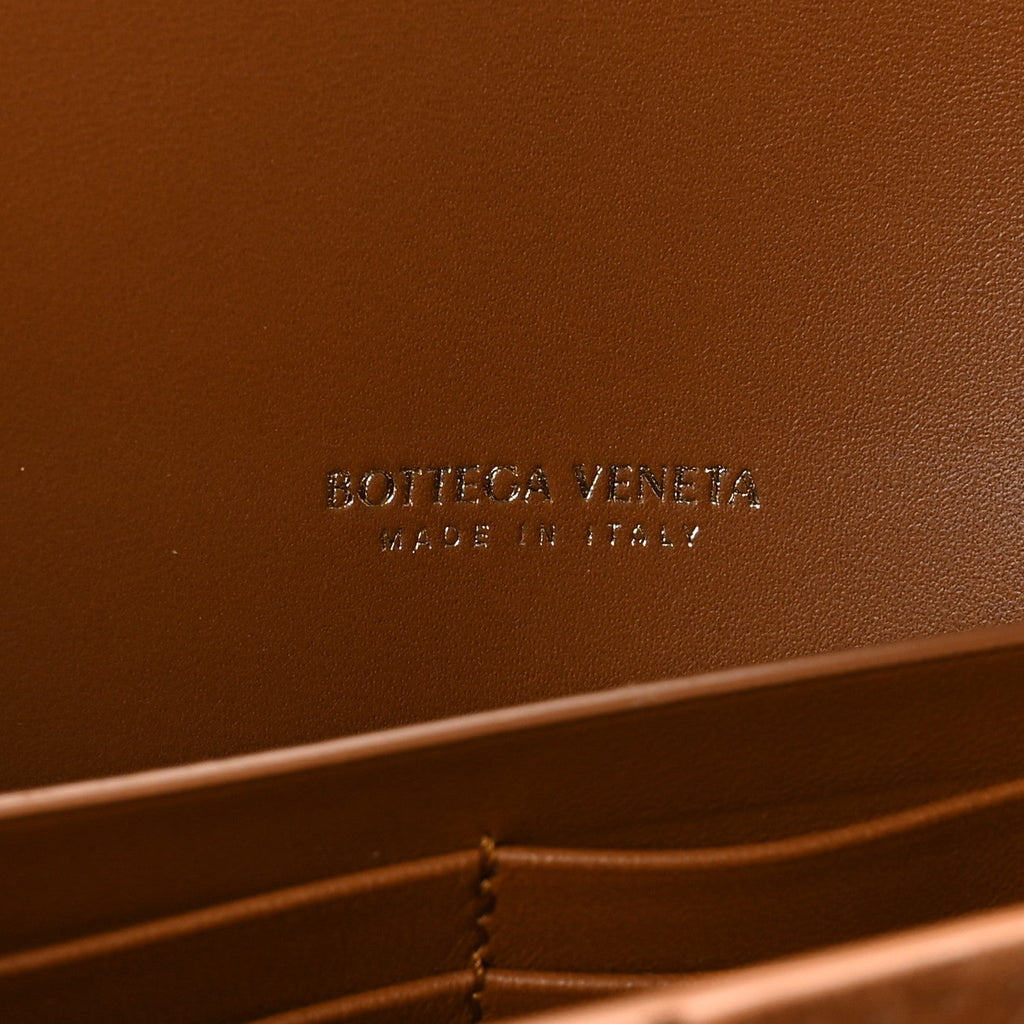 Suede Intrecciato Long Andiamo Top Handle Clutch Amber