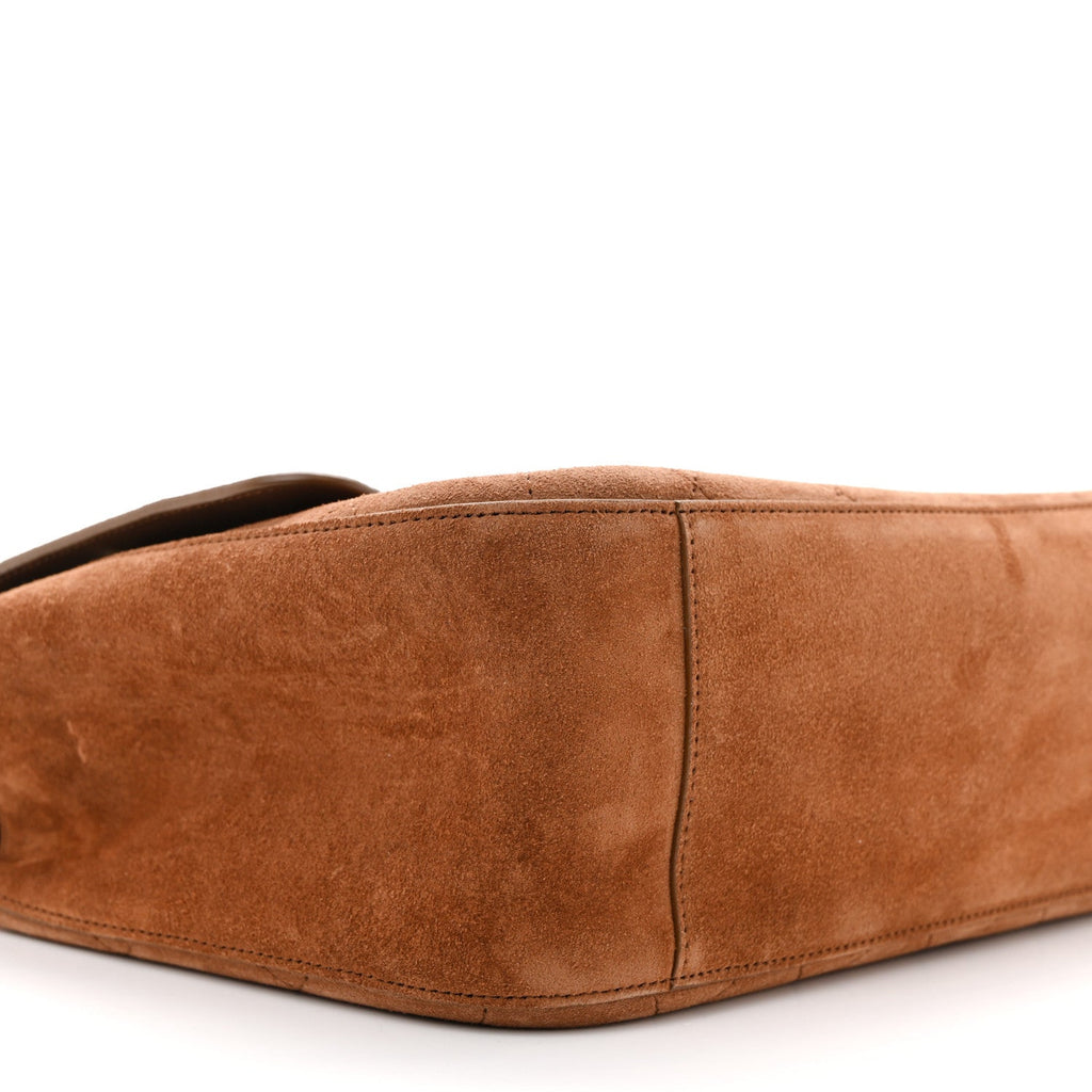 Suede Calfskin Small Souplissimo Maxi Flap Camel