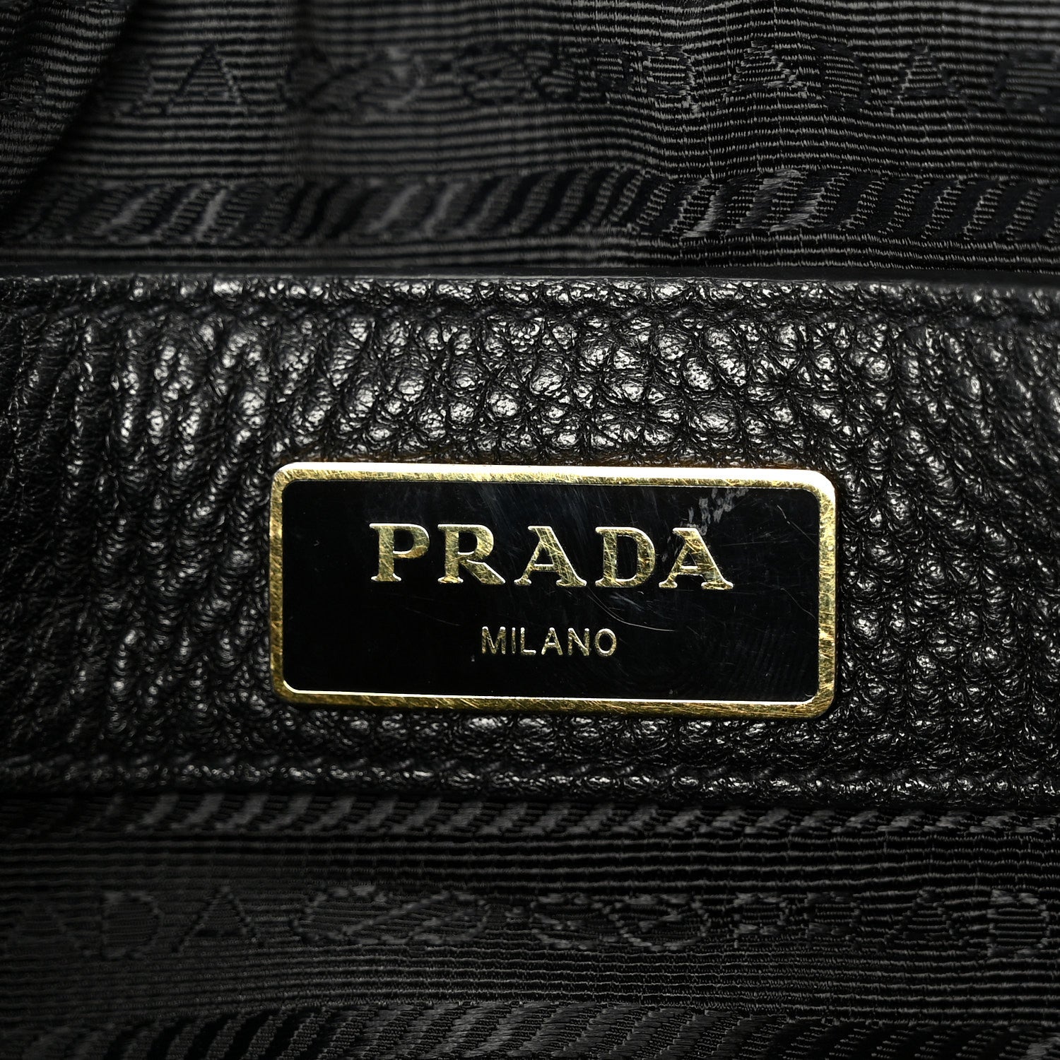 Vitello Daino Embossed Logo Flap Shoulder Bag Black