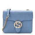 Dollar Calfskin Small Interlocking G Shoulder Bag Mineral Blue