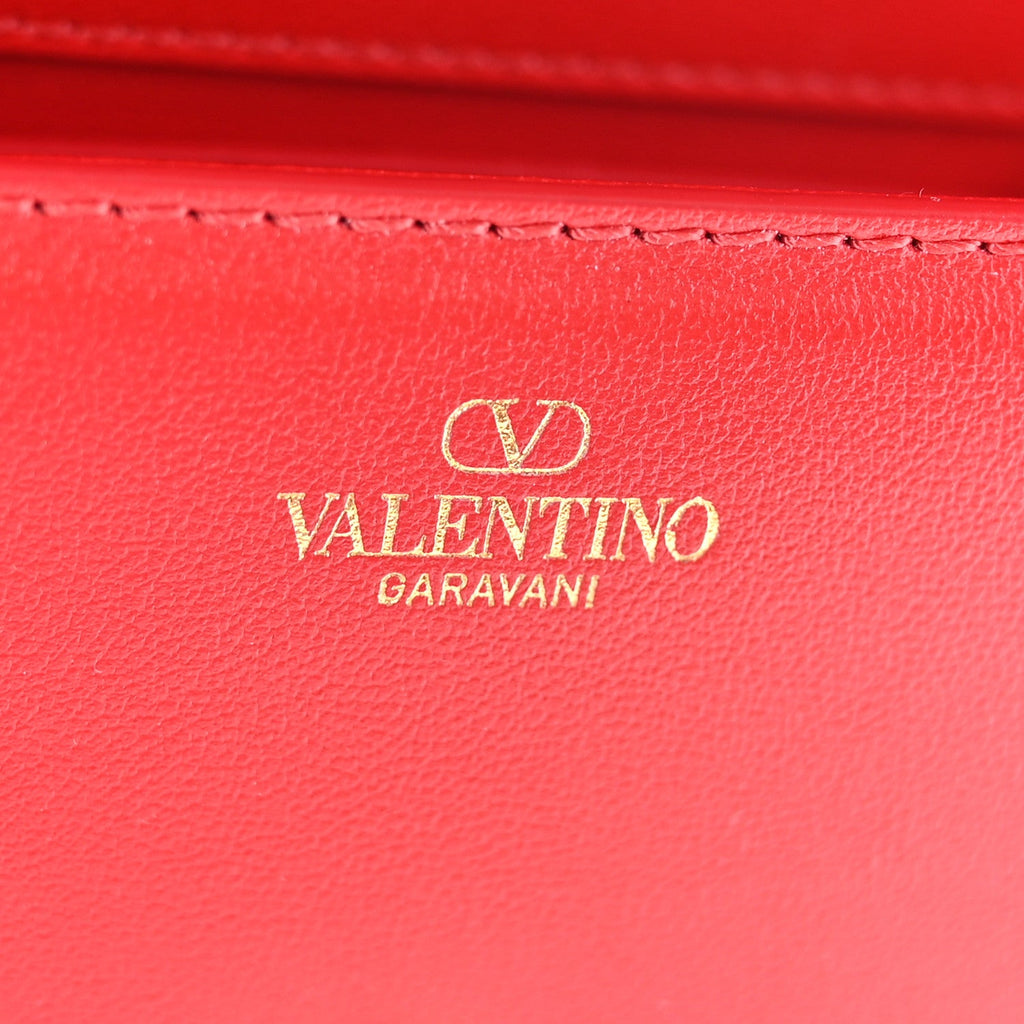 Calfskin Enamel Vlogo Small Loco Shoulder Bag Rouge Pur