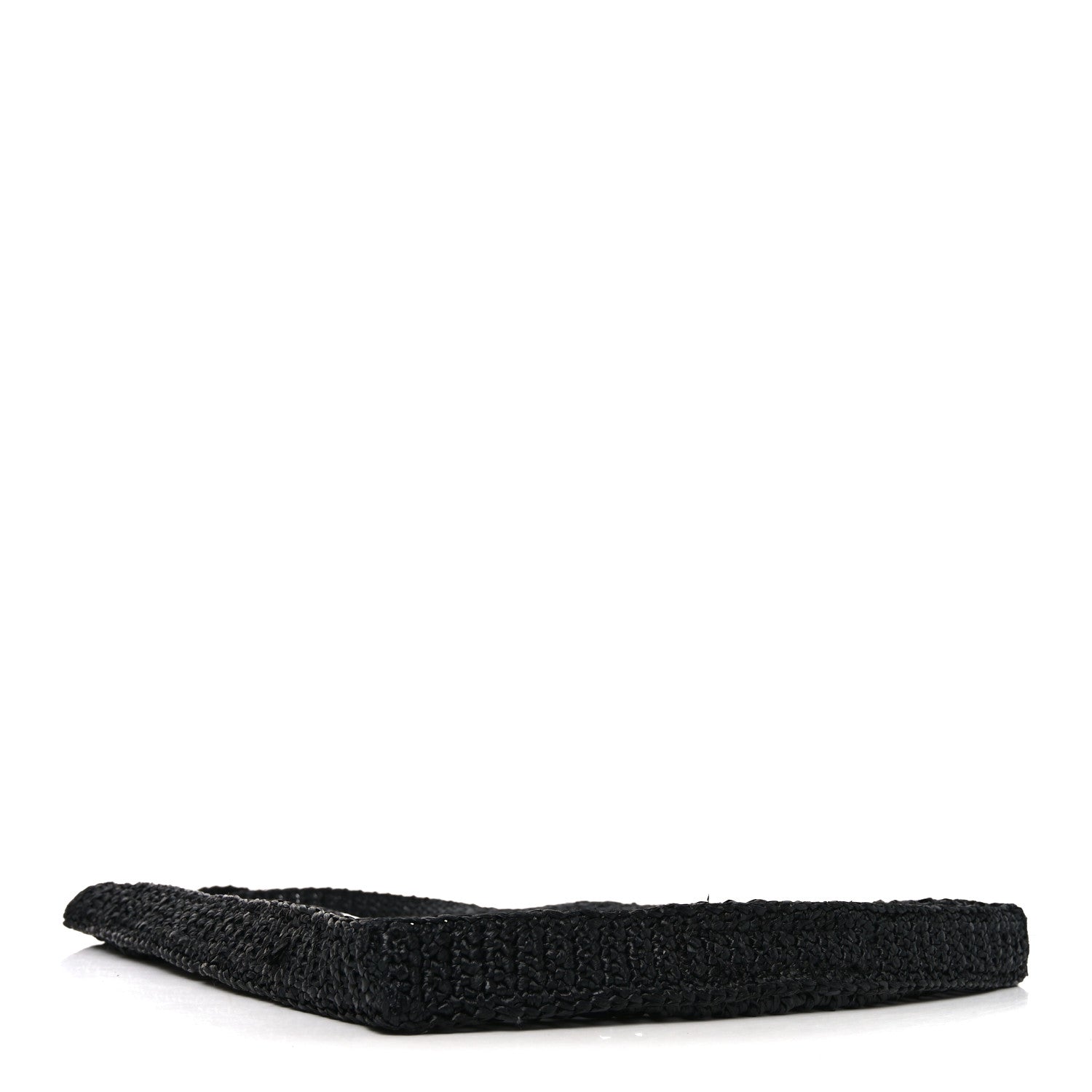 Yarn Raffia Effect Crochet Logo Embroidered Tote Bag Black