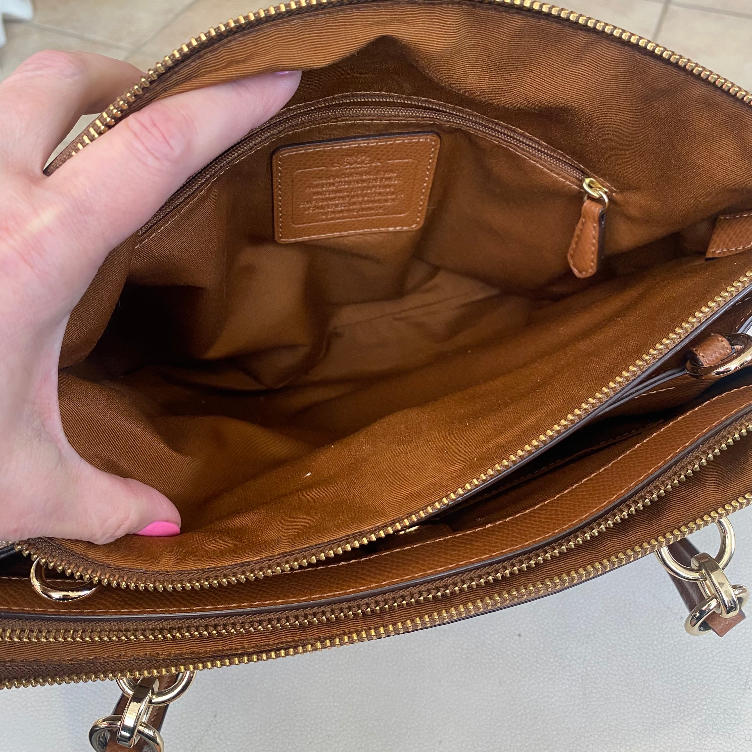 COACH Signature Christie Carryall Tote Shoulder Bag in Brown/ Tan
