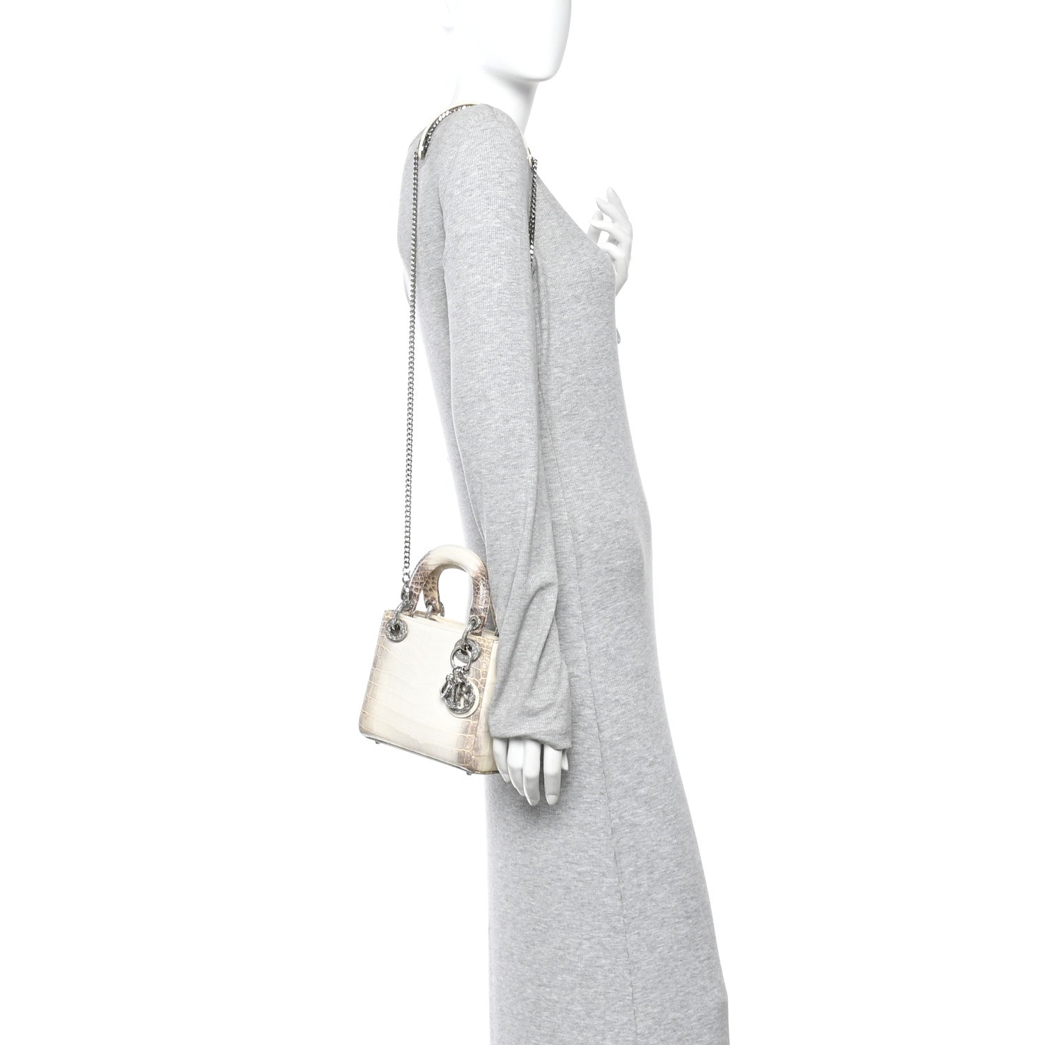 Niloticus Crocodile Himalaya Crystal Mini Lady Dior White