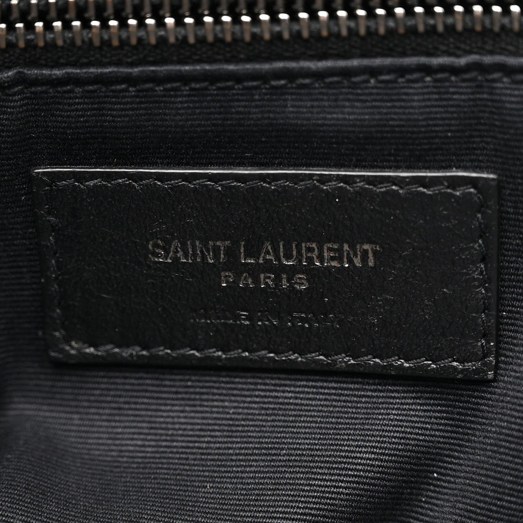 Crinkled Calfskin Matelasse Monogram Medium Niki Chain Satchel Black