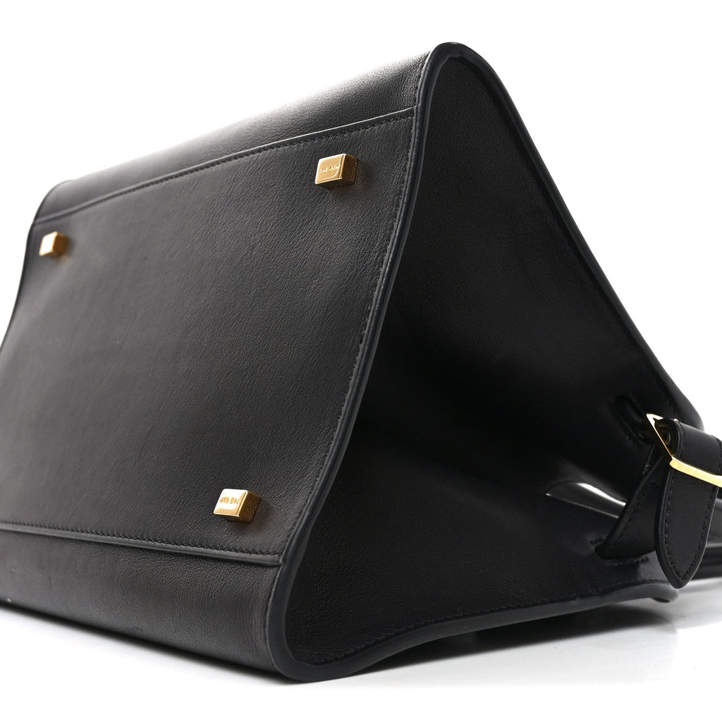 Polished Saddle Calfskin Soft Margaux 10 Bag Black