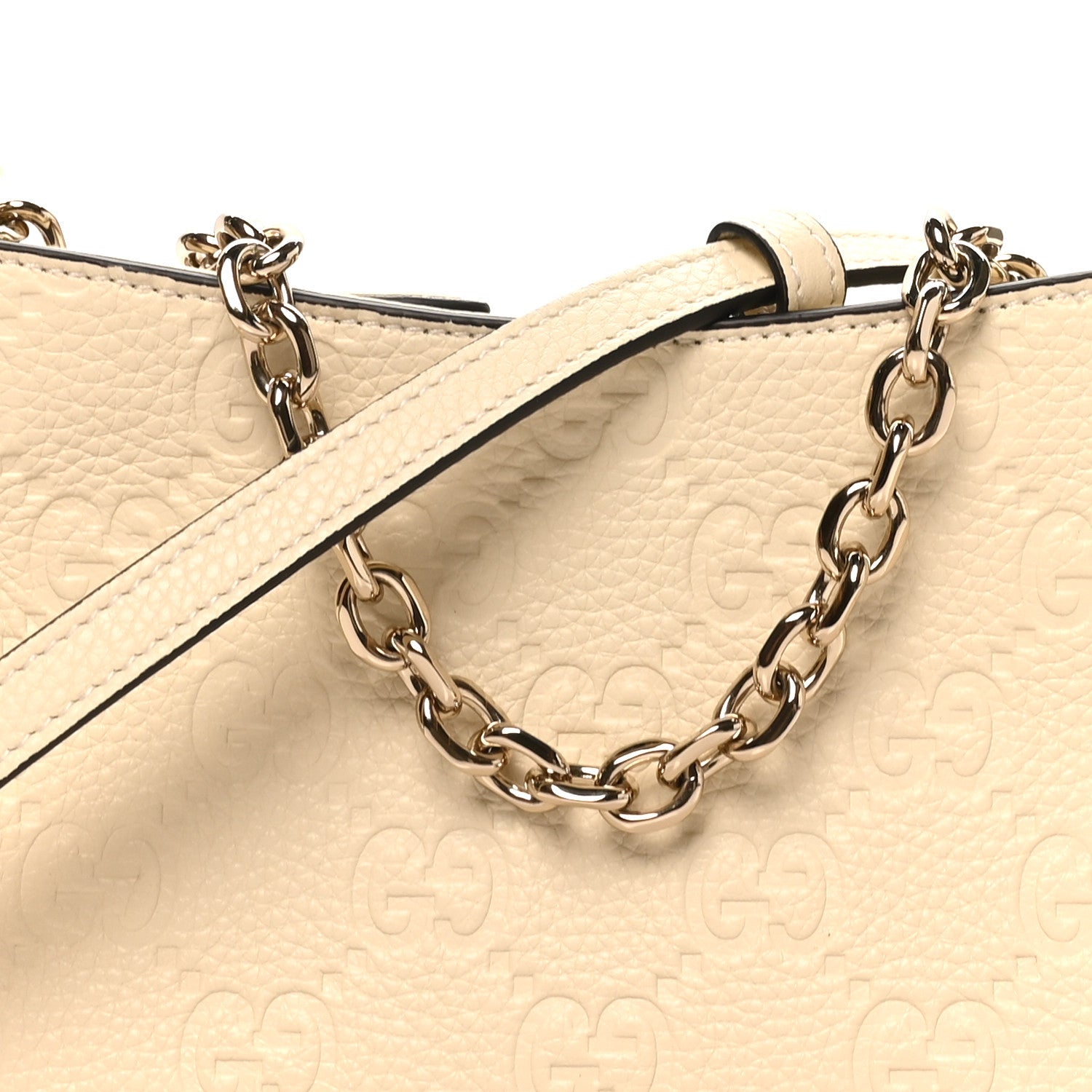 GG Grainy Calfskin Emblem Super Mini Shoulder Bag Ivory