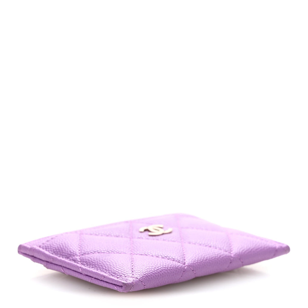 Caviar Quilted Card Holder Purple Purple