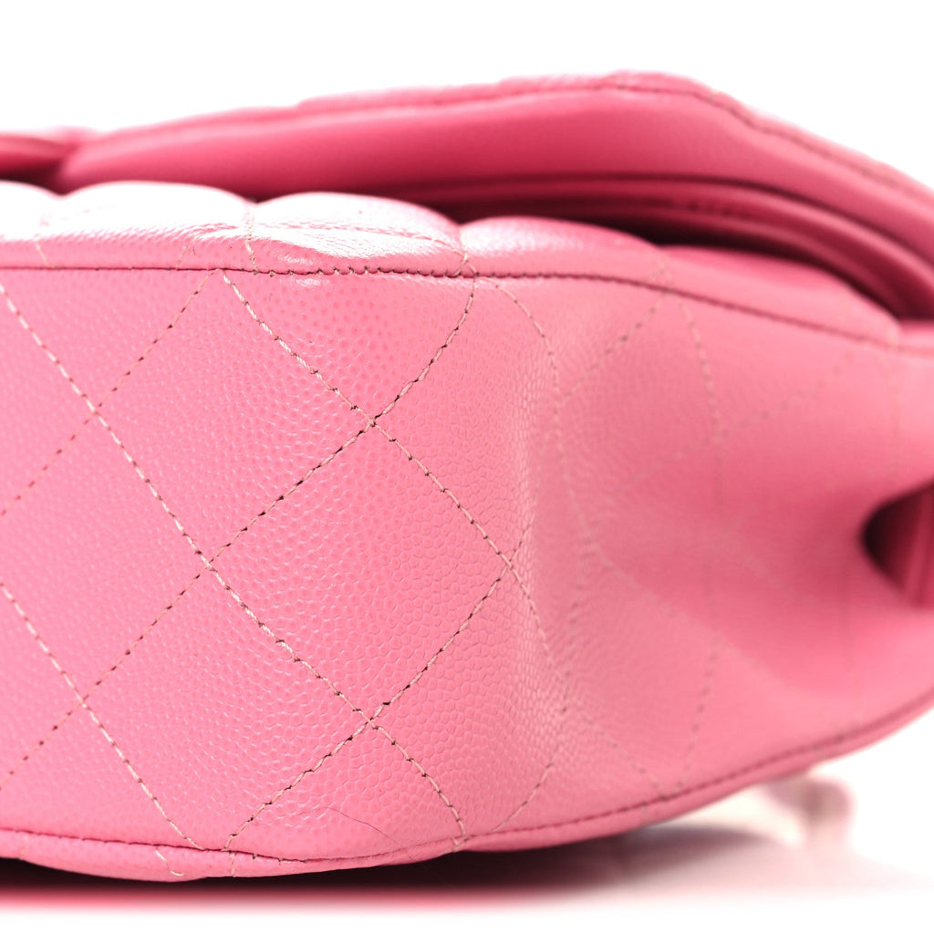 Caviar Quilted Medium Double Flap Pink