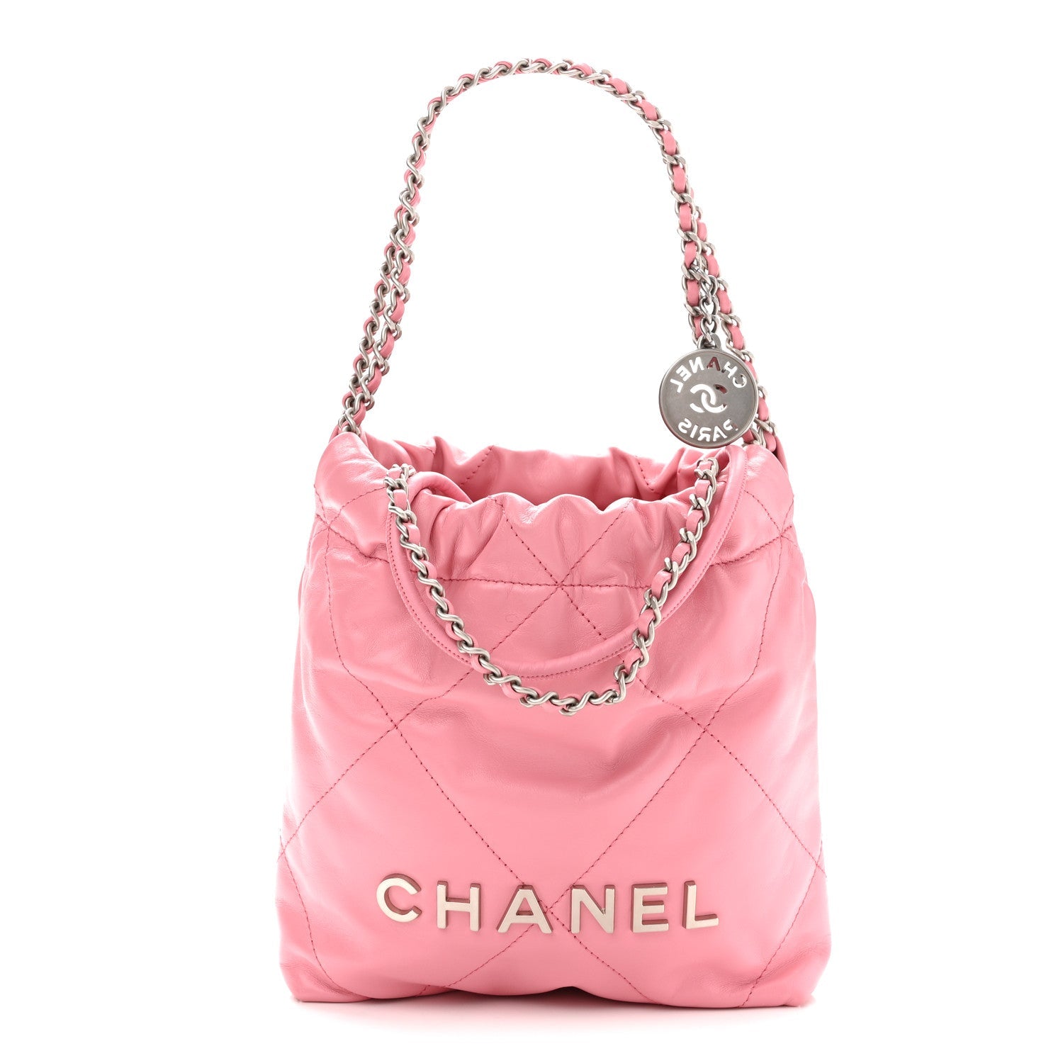 Shiny Calfskin Quilted Mini Chanel 22 Pink