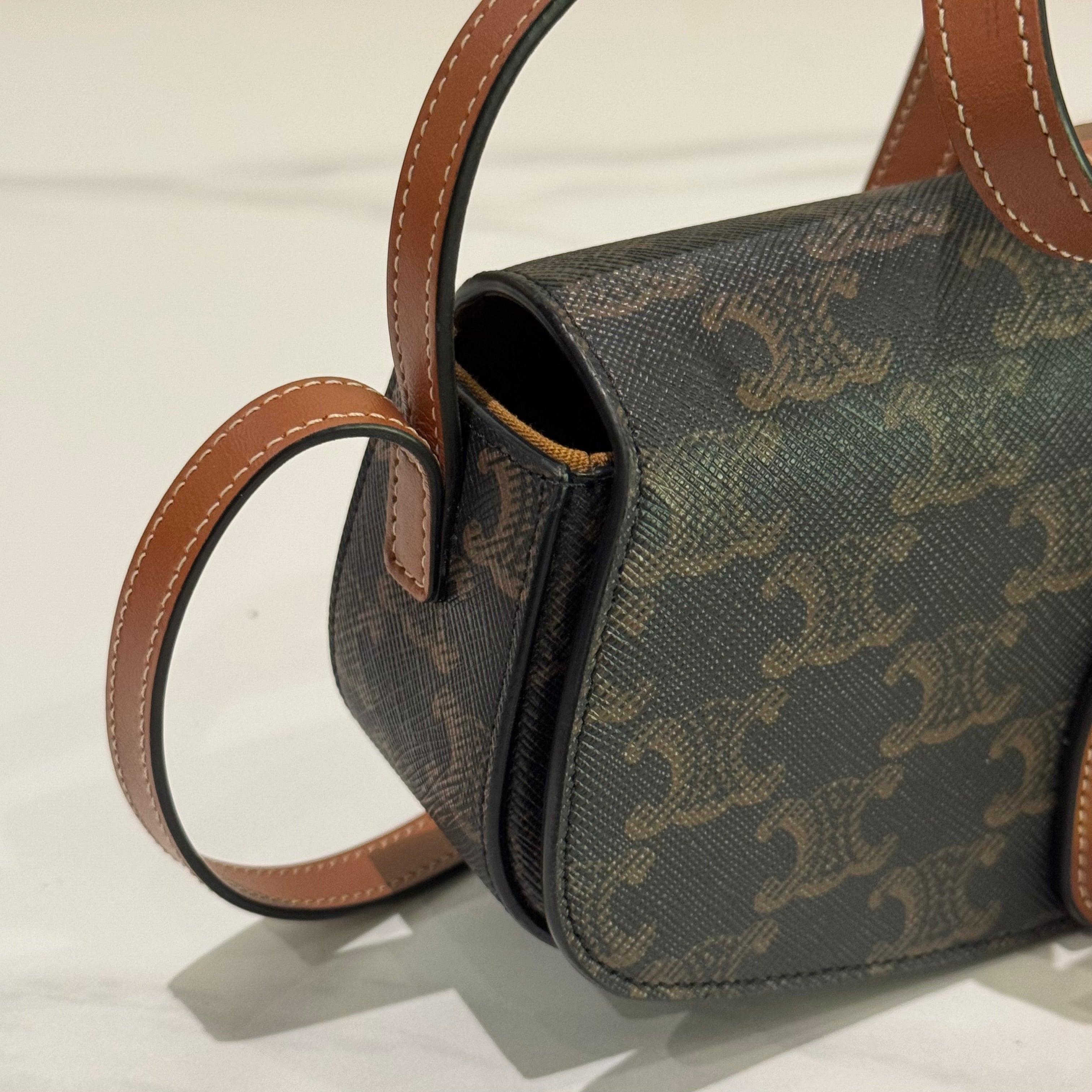 CELINE TRIOMPHE MINI CLASSIC MONOGRAM WITH GOLD LOCK SHOULDER BAG