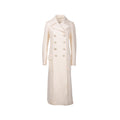 Chanel Size 34 Silver CC Button with Cream Details Coat Wool/Cashmere White