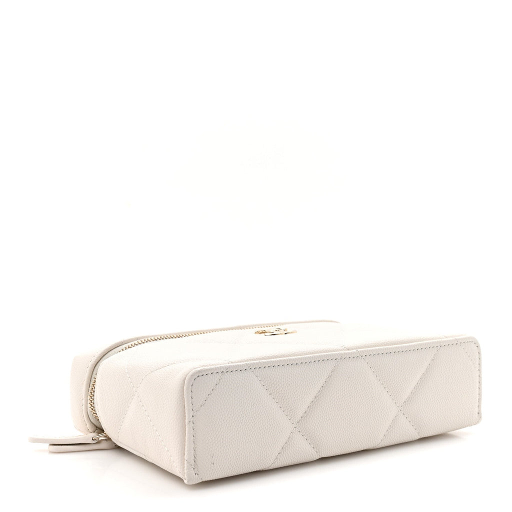 Caviar Quilted Top Handle Slim Vanity With Chain White