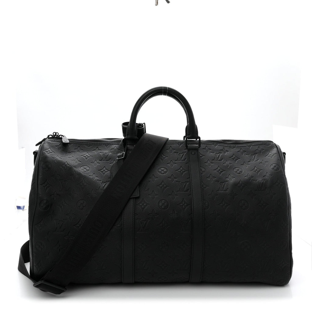 Calfskin Shadow Monogram Keepall Bandouliere 50 Black