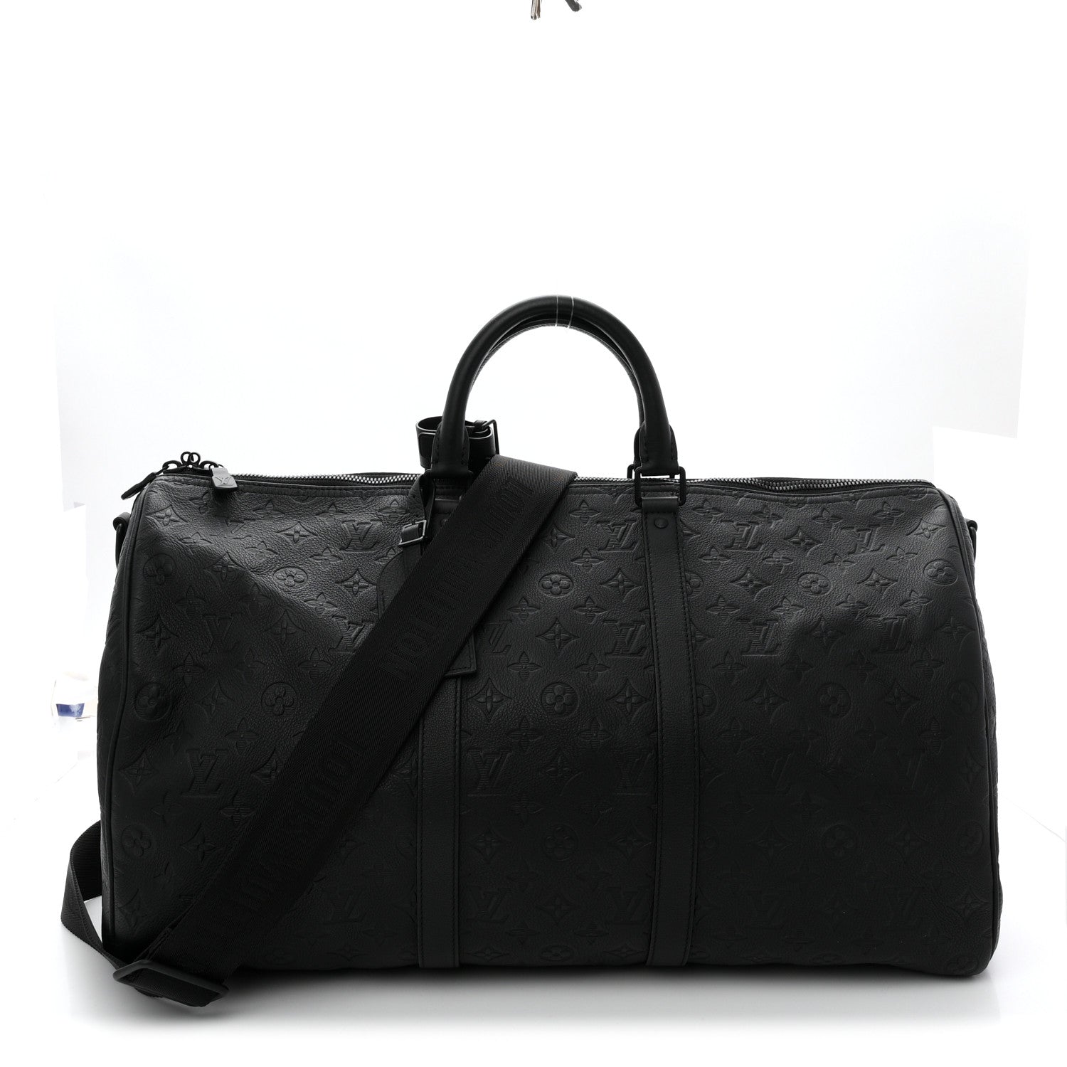 Calfskin Shadow Monogram Keepall Bandouliere 50 Black